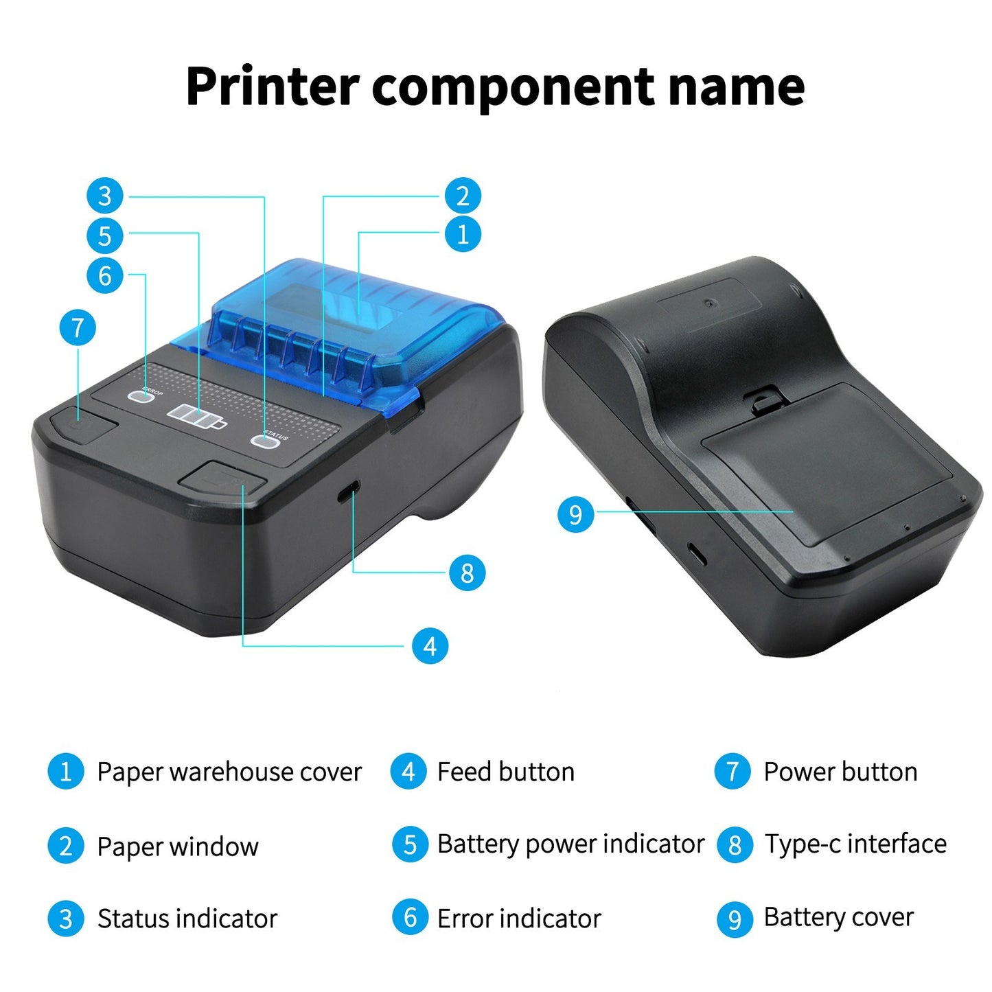 Wireless 58mm Portable Thermal Receipt Printer