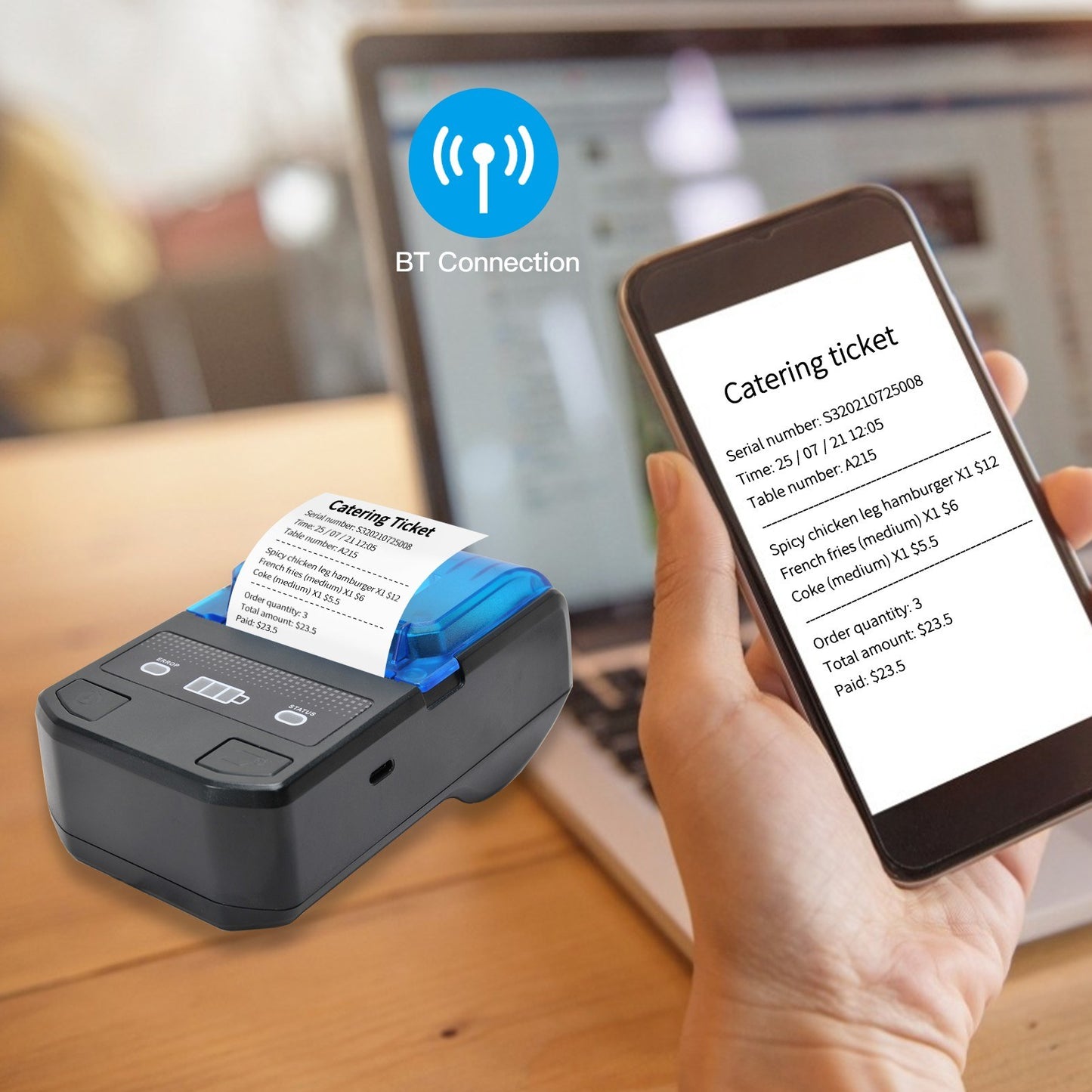 Wireless 58mm Portable Thermal Receipt Printer