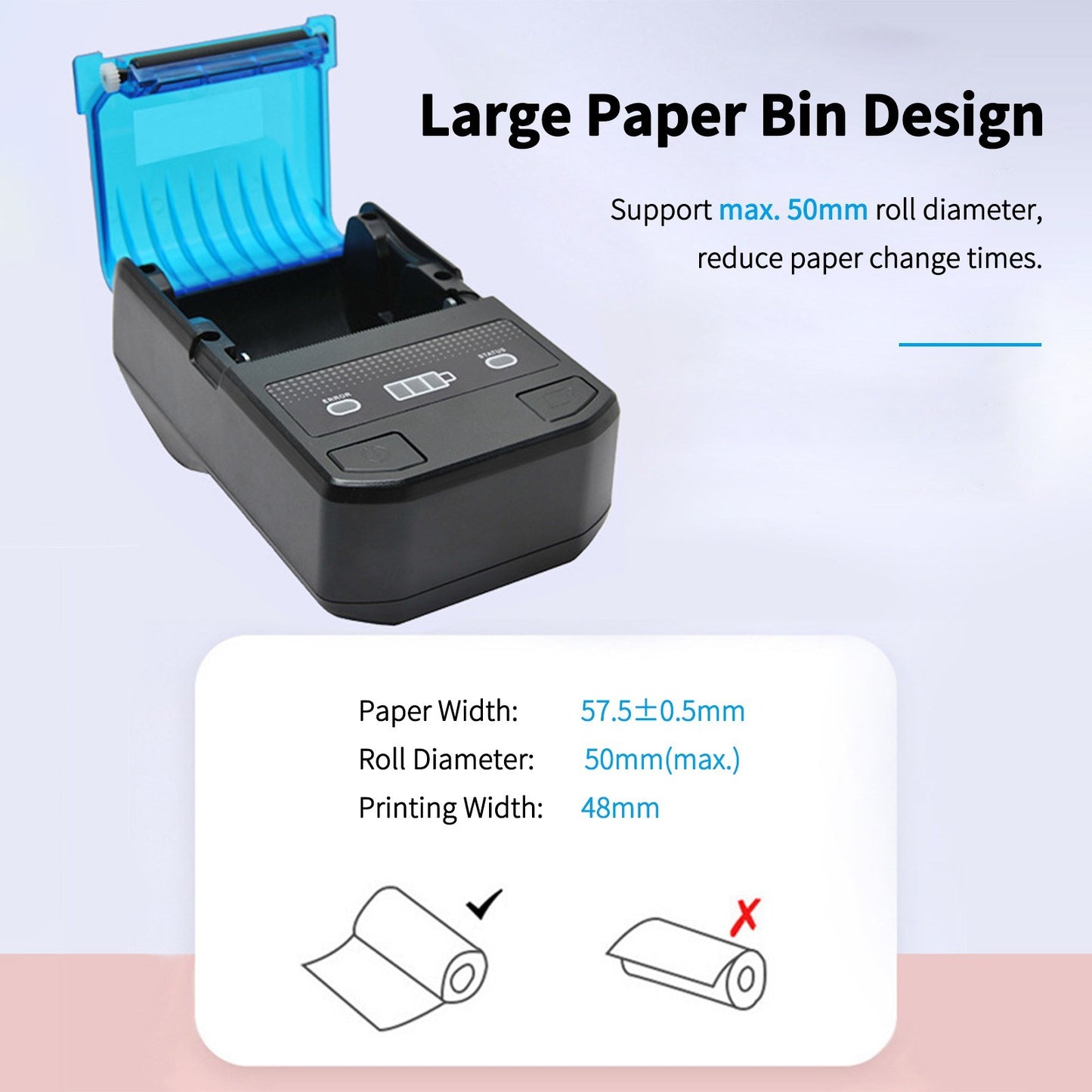 Wireless 58mm Portable Thermal Receipt Printer