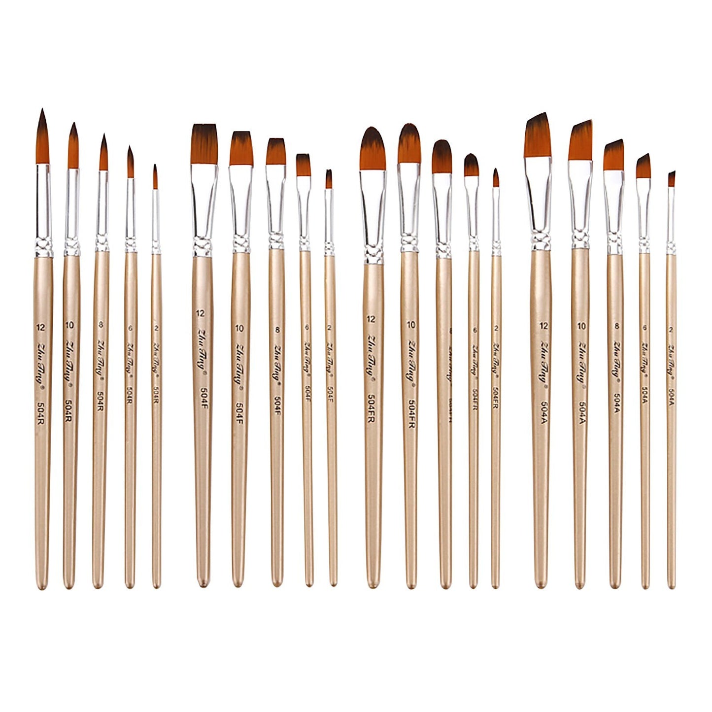 5pcs Round Tip Nylon Paint Brushes Set with Wooden Handles for Acrylic, Oil, Watercolor, Gouache, Nail & Face Detailing - Ideal for Artists, Children, Adults & Beginners