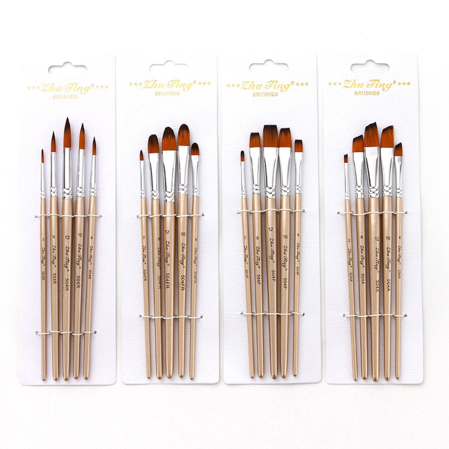 5pcs Round Tip Nylon Paint Brushes Set with Wooden Handles for Acrylic, Oil, Watercolor, Gouache, Nail & Face Detailing - Ideal for Artists, Children, Adults & Beginners