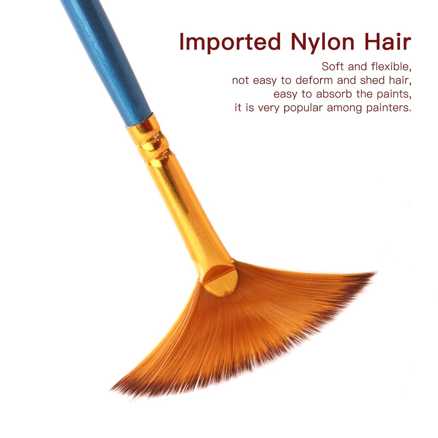 13pcs Nylon Hair Paint Brushes Set with Wooden Handle for Artists & Beginners - Acrylic, Oil, Watercolor, Gouache, Nail, Body, Face, and Miniature Detail Art