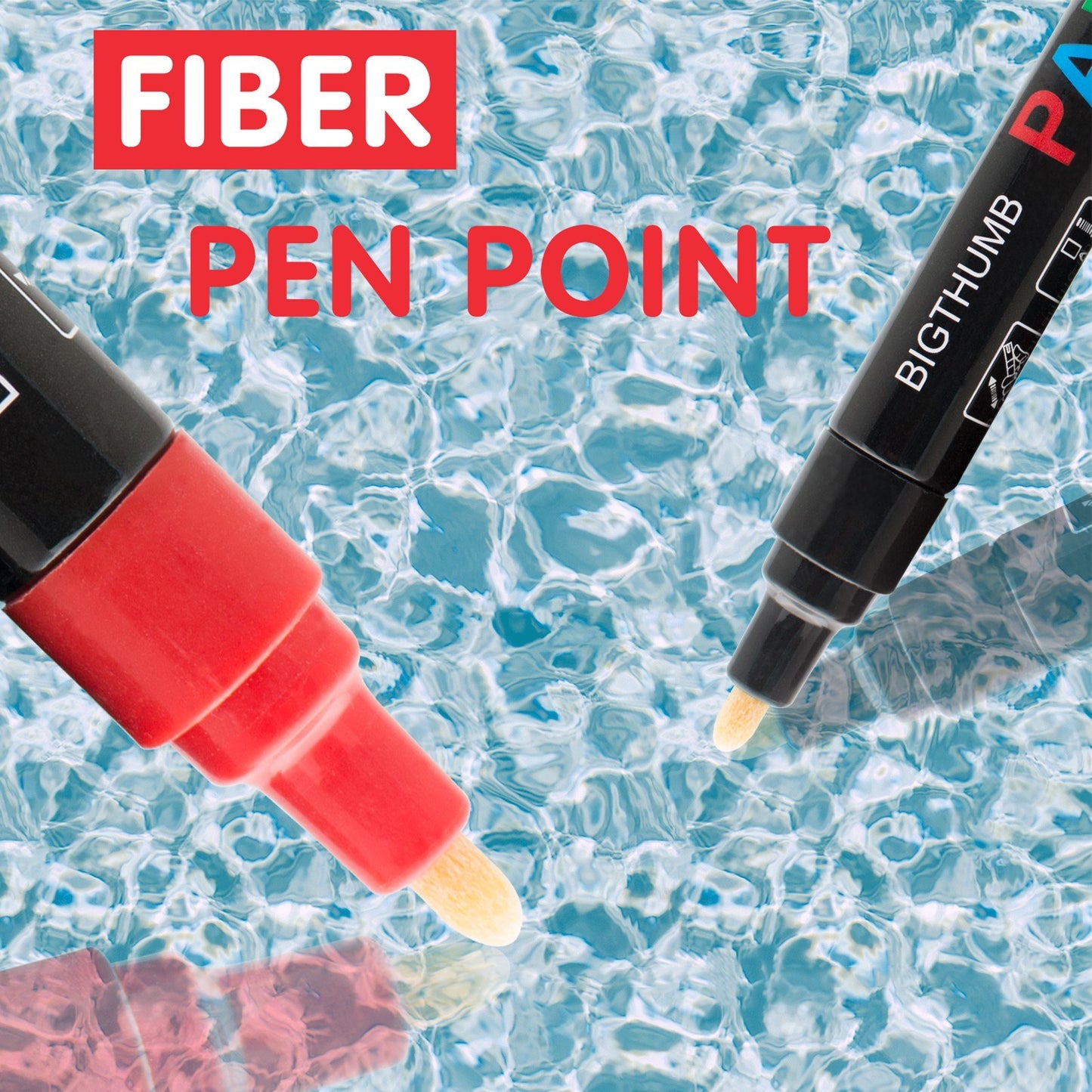BIGTHUMB Oil-Based Paint Marker Set 12 Colors - Waterproof & Quick-Dry for Rocks, Glass, Plastic, Ceramic, Wood, Metal & DIY Crafts