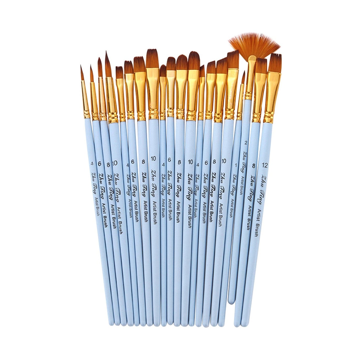 20pcs Artist Paint Brushes Set - Nylon Hair for Acrylic, Watercolor, Gouache, Oil & Face Painting - Ideal for Students & Professionals