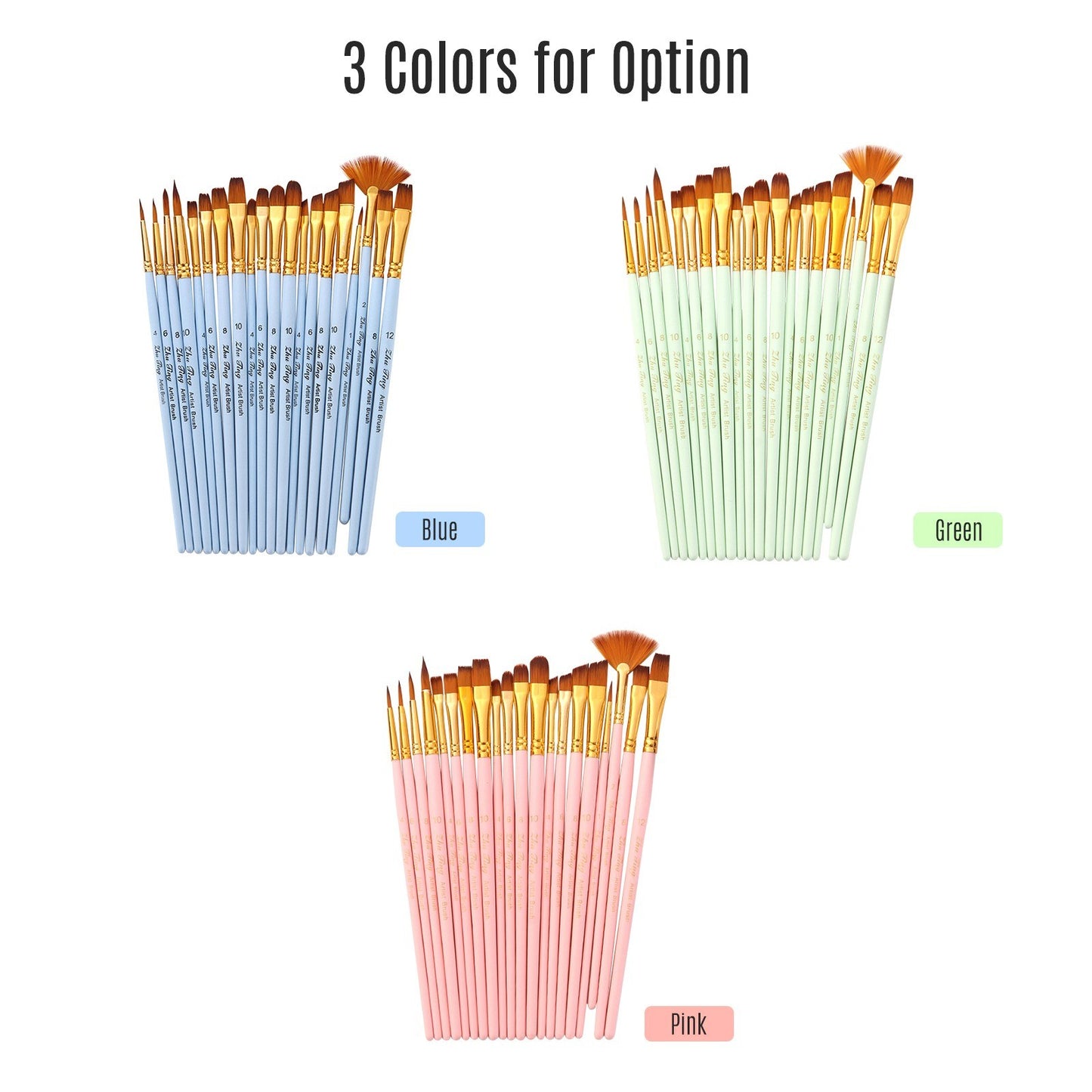 20pcs Artist Paint Brushes Set - Nylon Hair for Acrylic, Watercolor, Gouache, Oil & Face Painting - Ideal for Students & Professionals