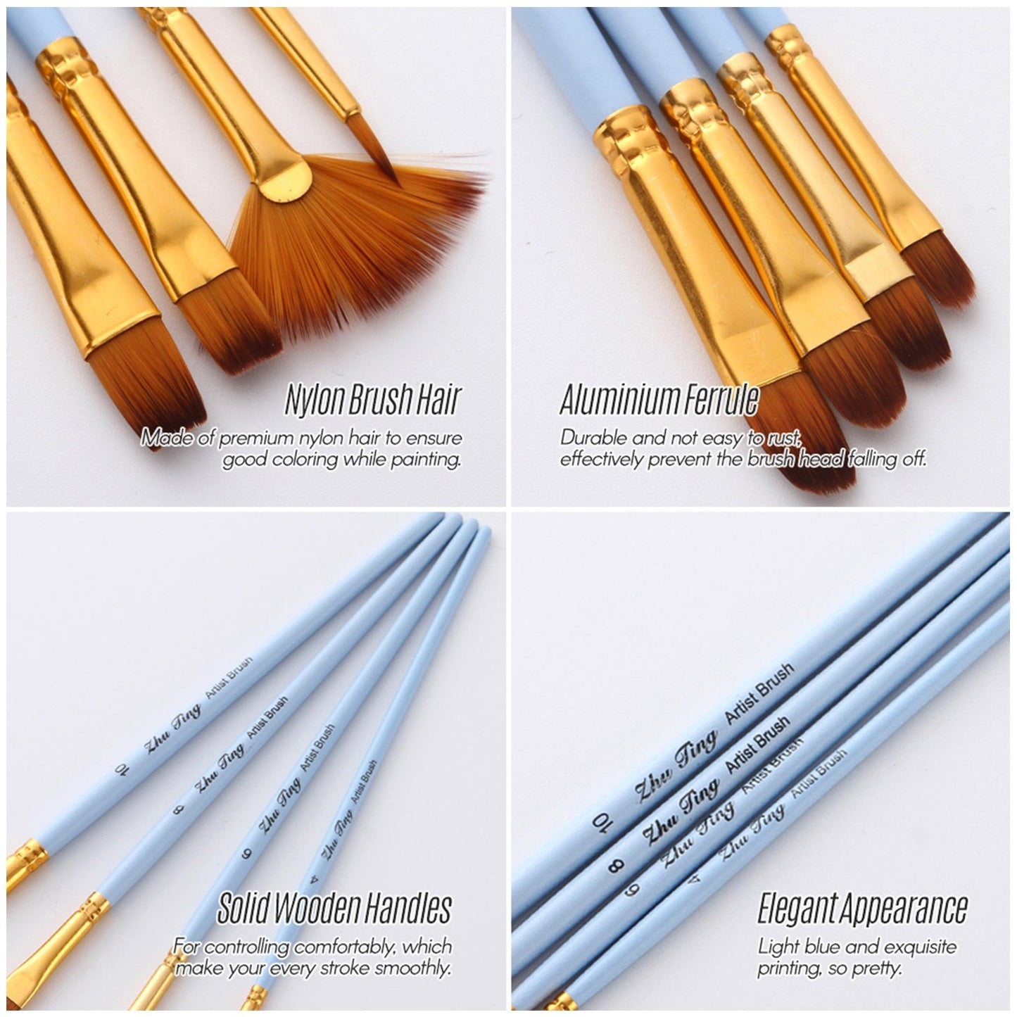 20pcs Artist Paint Brushes Set - Nylon Hair for Acrylic, Watercolor, Gouache, Oil & Face Painting - Ideal for Students & Professionals