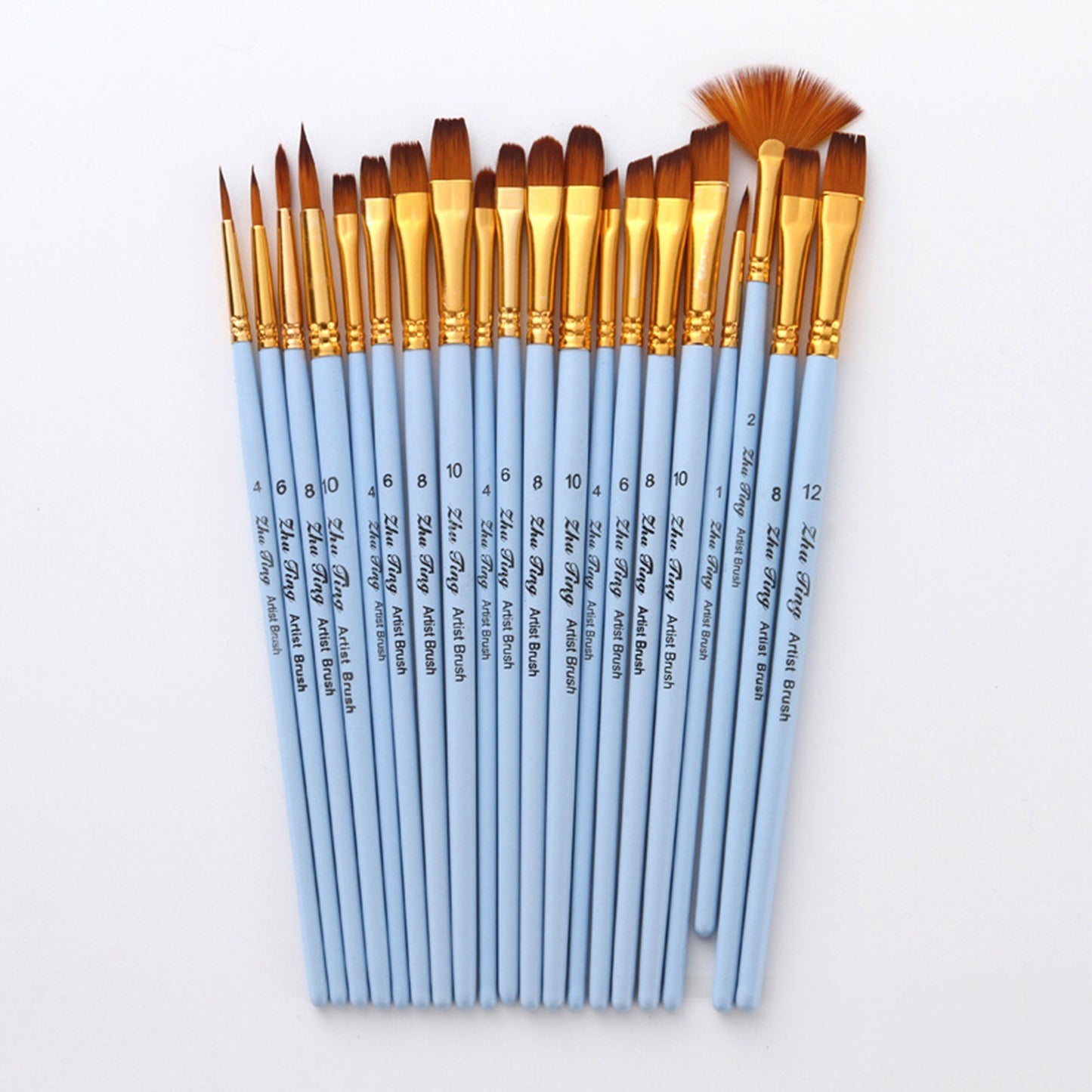 20pcs Artist Paint Brushes Set - Nylon Hair for Acrylic, Watercolor, Gouache, Oil & Face Painting - Ideal for Students & Professionals