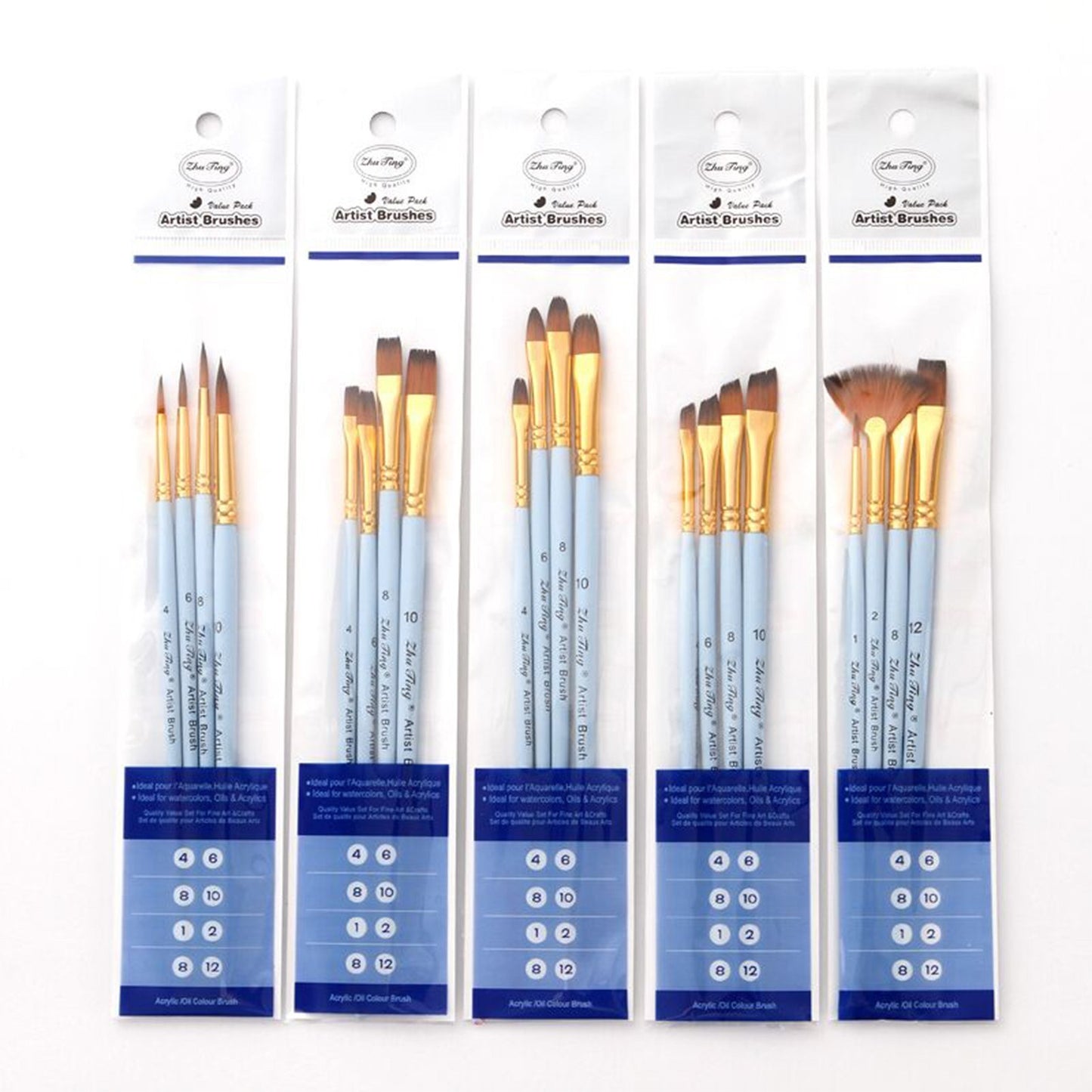 20pcs Artist Paint Brushes Set - Nylon Hair for Acrylic, Watercolor, Gouache, Oil & Face Painting - Ideal for Students & Professionals