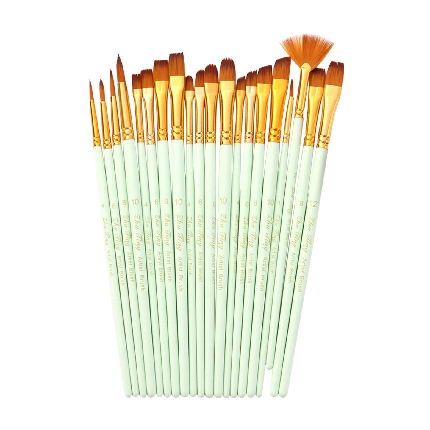 20pcs Artist Paint Brushes Set - Nylon Hair for Acrylic, Watercolor, Gouache, Oil & Face Painting - Ideal for Students & Professionals
