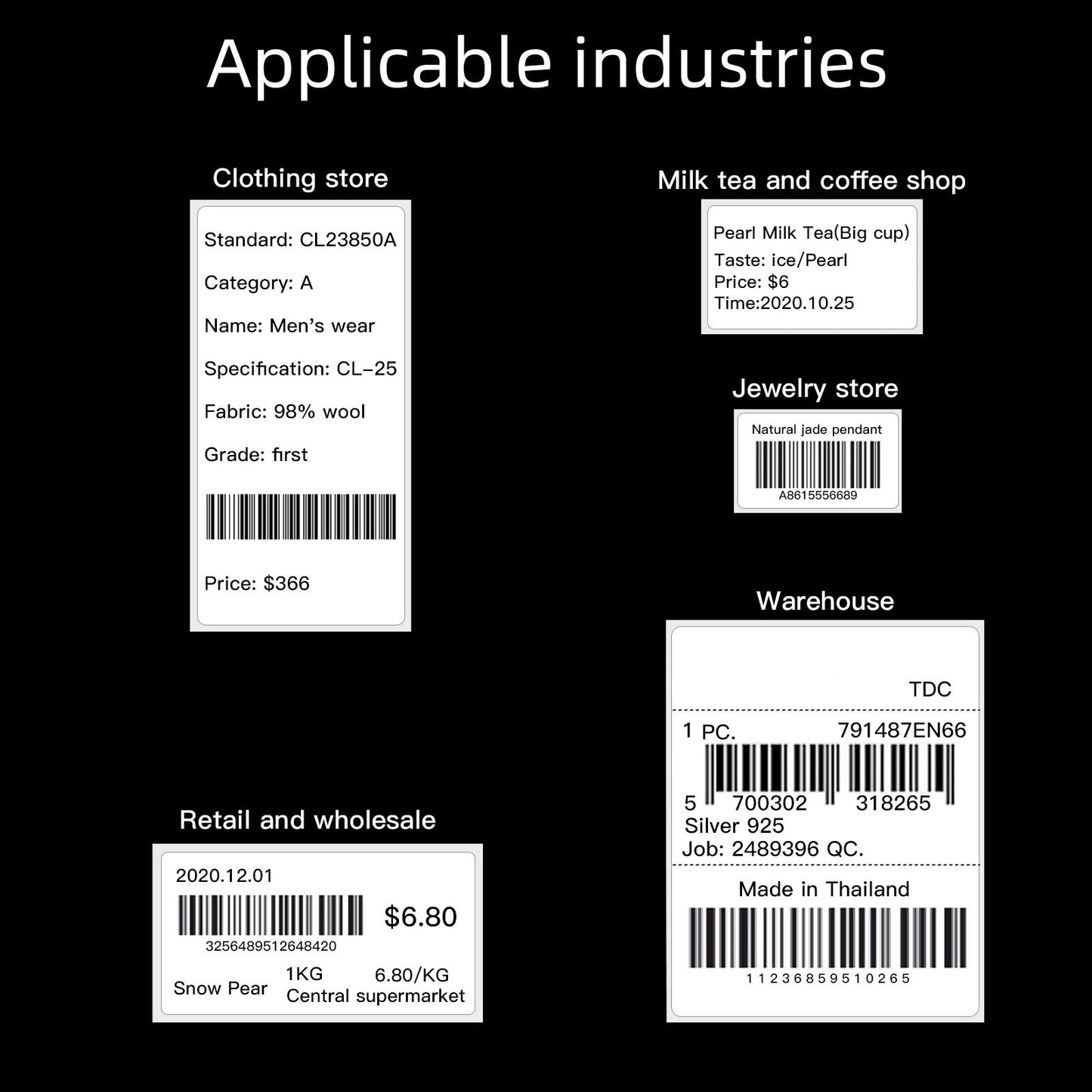 Waterproof Thermal Shipping Labels 1.2x0.8 Inch Self-Adhesive Stickers for Printer - Office & Retail Compatible with B11/B21/B3S