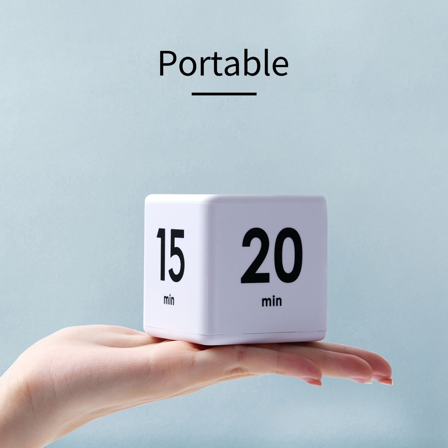 LED Display Cubic Timer: 15/20/30/60-Min Countdown for Study, Exercise, Cooking - White
