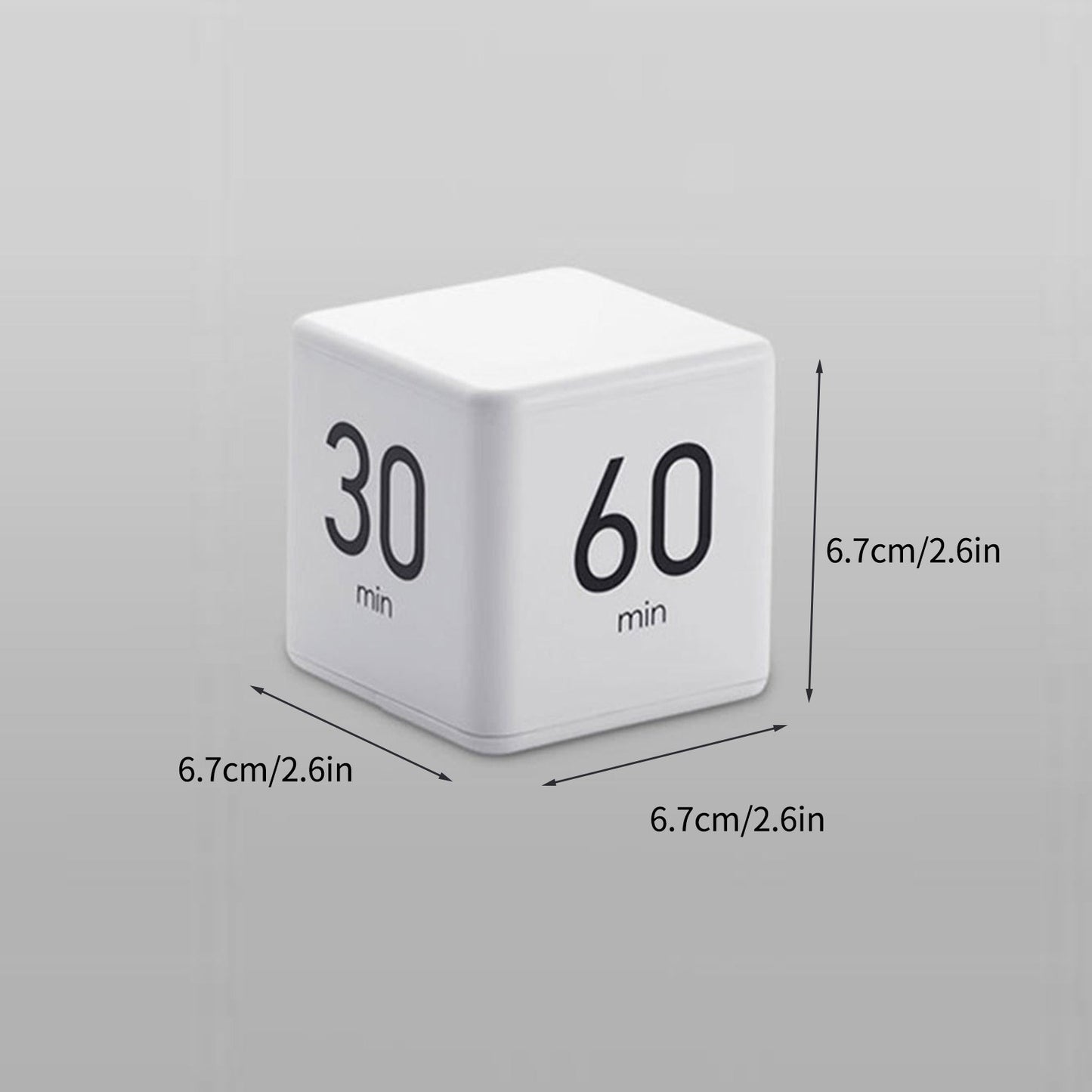 LED Display Cubic Timer: 15/20/30/60-Min Countdown for Study, Exercise, Cooking - White