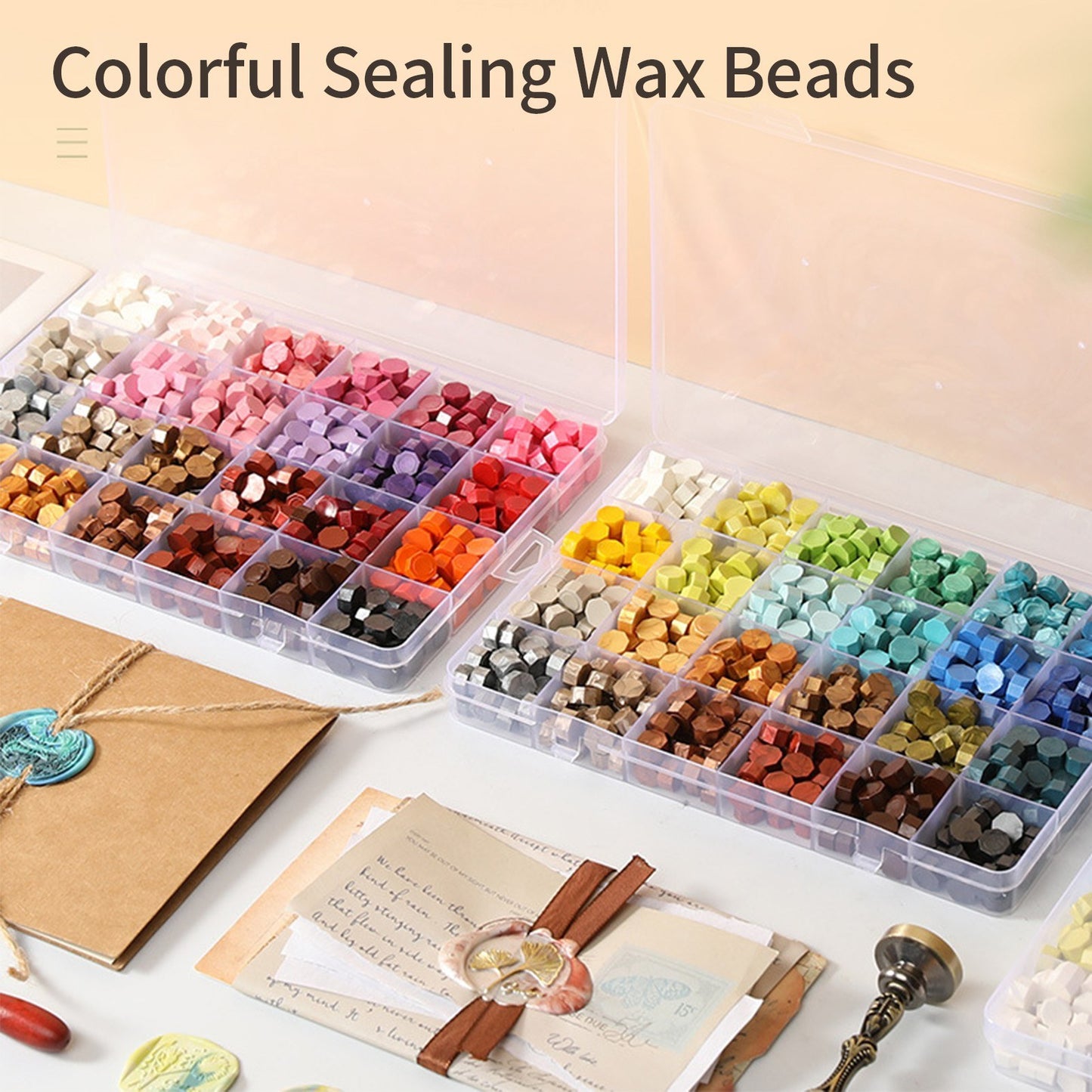 Colorful Sealing Wax Beads Set - 200 Pieces with Storage Box for Stamps, Cards, Envelopes, Wedding Invitations & Crafting