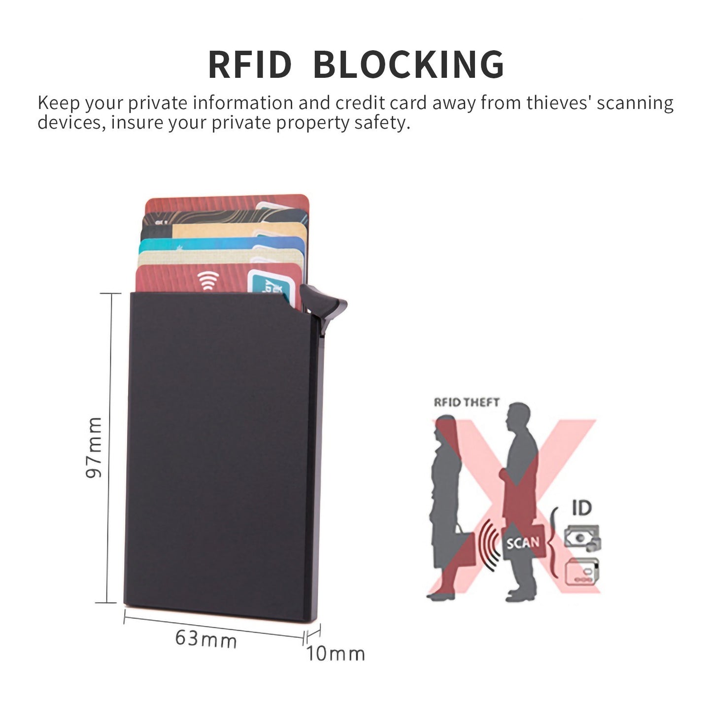 RFID Blocking Aluminum Card Holder - Anti-Theft Wallet Case with Pop-Up Feature for Men & Women