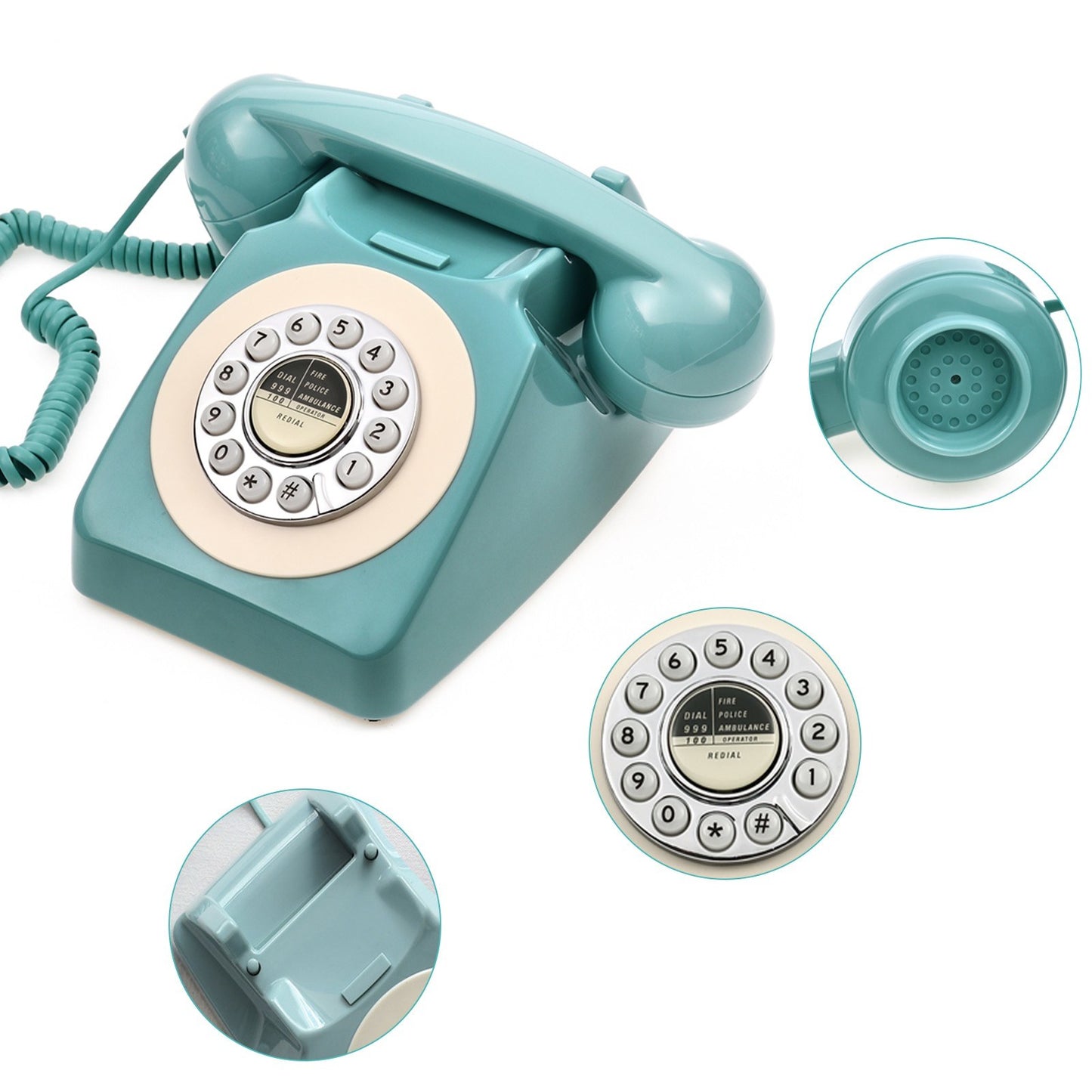 80s Vintage Style Corded Desk Phone with Ring Volume Control for Home, Office, or Cafe Decor