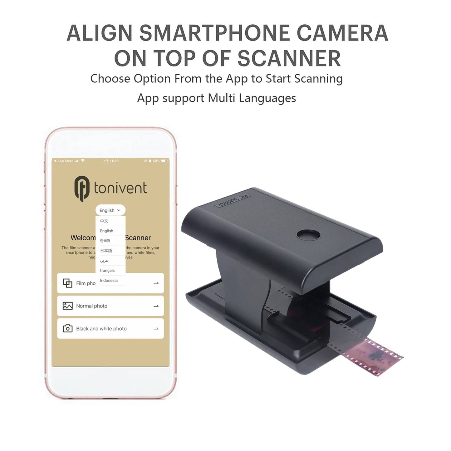 35mm/135mm Film and Slide Scanner for Mobile