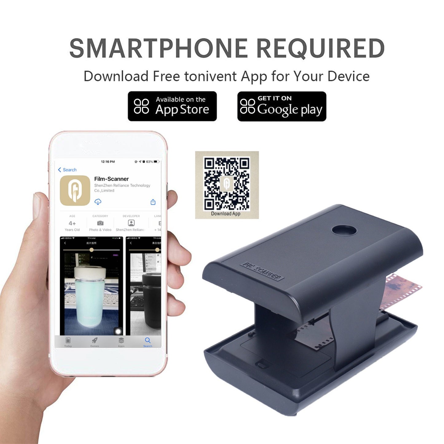 35mm/135mm Film and Slide Scanner for Mobile