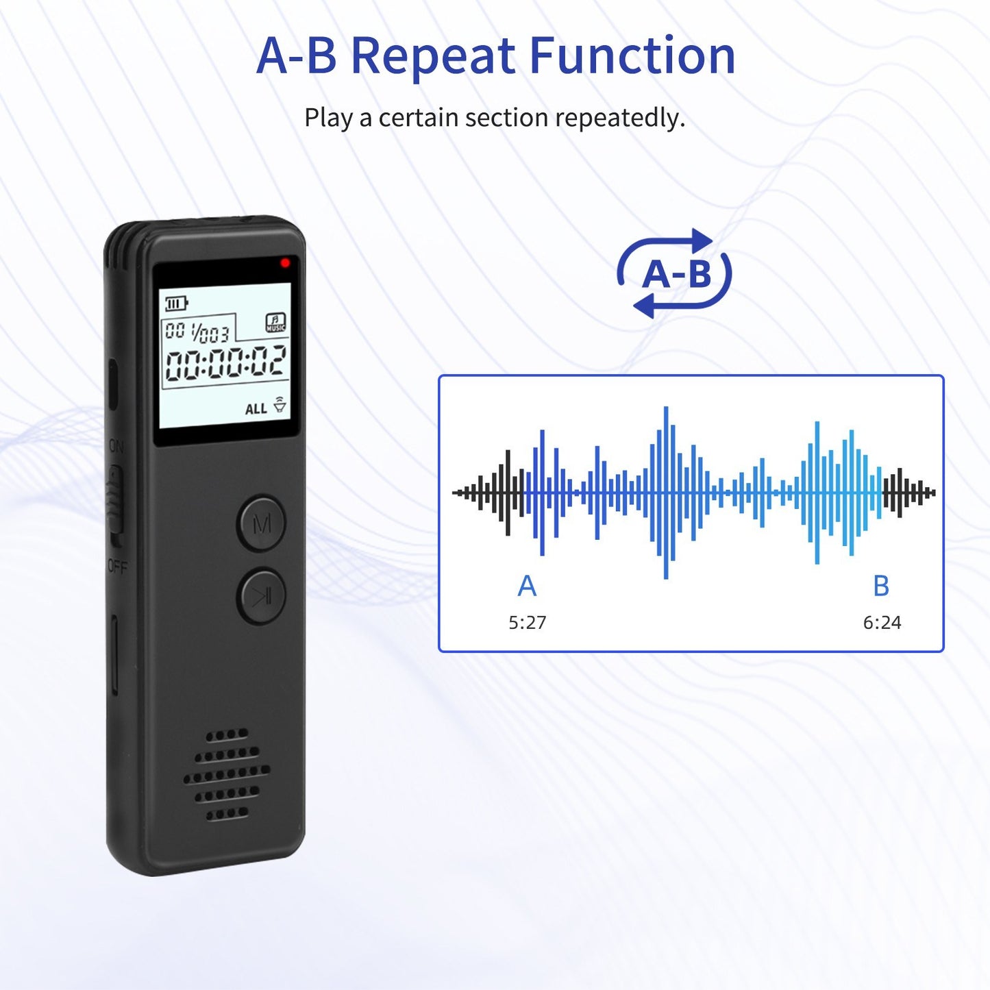 HD Digital Voice Activated Recorder with Noise Reduction, MP3 Player & Line-In Function - 10h Continuous Recording for Meetings, Lectures, Interviews, Classes