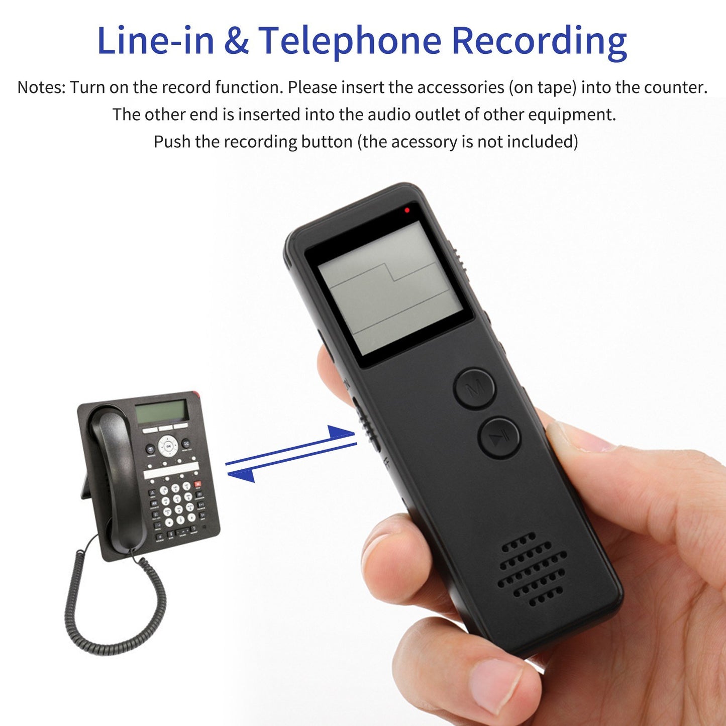 HD Digital Voice Activated Recorder with Noise Reduction, MP3 Player & Line-In Function - 10h Continuous Recording for Meetings, Lectures, Interviews, Classes