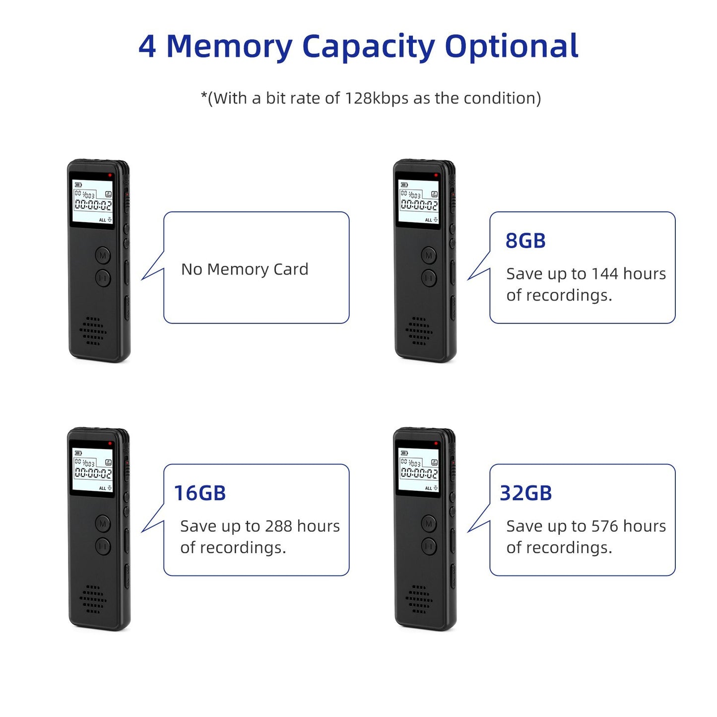 HD Digital Voice Activated Recorder with Noise Reduction, MP3 Player & Line-In Function - 10h Continuous Recording for Meetings, Lectures, Interviews, Classes