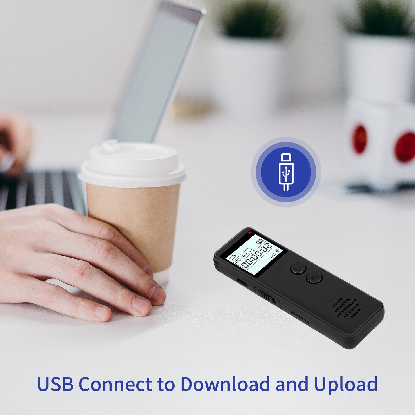 HD Digital Voice Activated Recorder with Noise Reduction, MP3 Player & Line-In Function - 10h Continuous Recording for Meetings, Lectures, Interviews, Classes