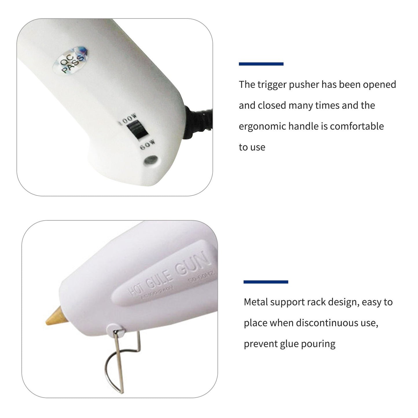 Dual Power Hot Melt Glue Gun 60W/100W with Metal Nozzle & 11 Glue Sticks for DIY Arts, Crafts, Wood, Glass, Plastic Repairs