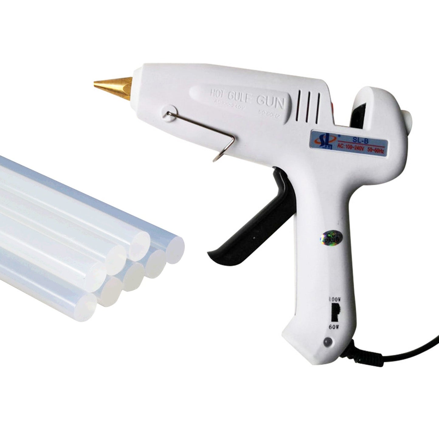 Dual Power Hot Melt Glue Gun 60W/100W with Metal Nozzle & 11 Glue Sticks for DIY Arts, Crafts, Wood, Glass, Plastic Repairs