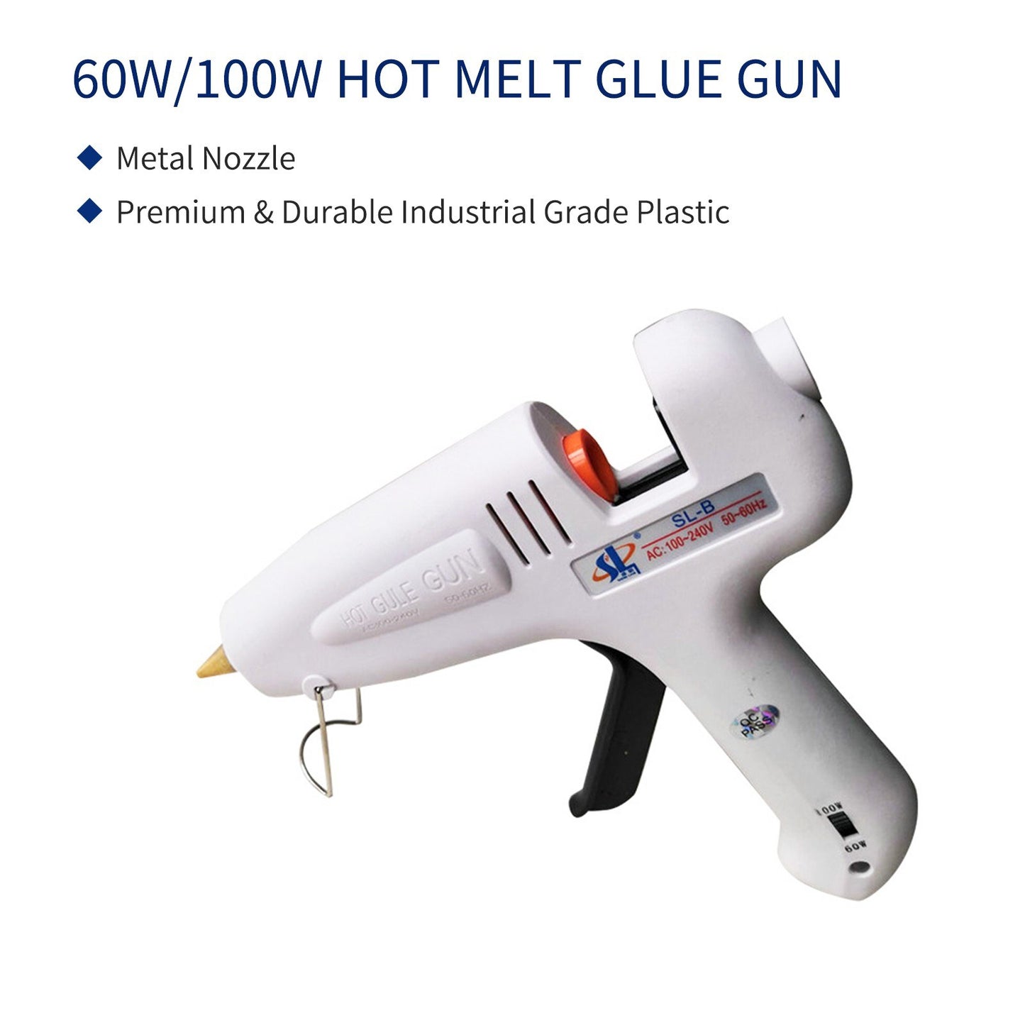 Dual Power Hot Melt Glue Gun 60W/100W with Metal Nozzle & 11 Glue Sticks for DIY Arts, Crafts, Wood, Glass, Plastic Repairs