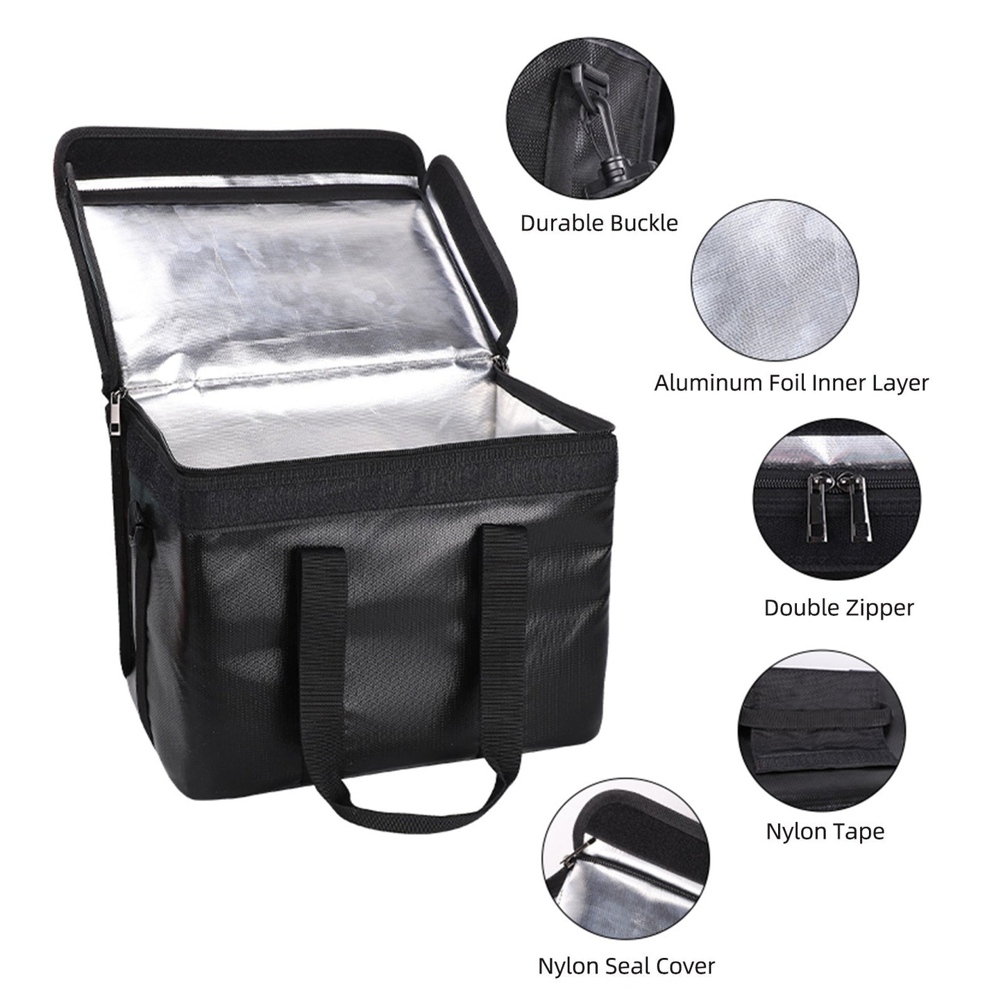 Fireproof Explosion-Proof Lipo Battery Safe Bag with Waterproof Zippers & Handle Strap
