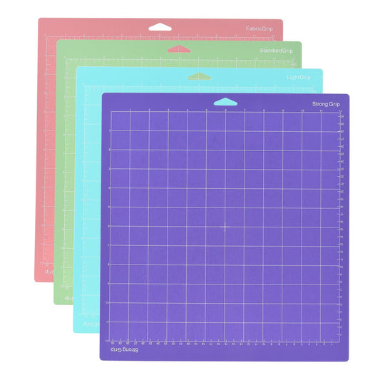 12x12 Adhesive Non-Slip Cutting Mats for Silhouette Cameo & Cricut Explore - 4 Pack Gridded Replacements