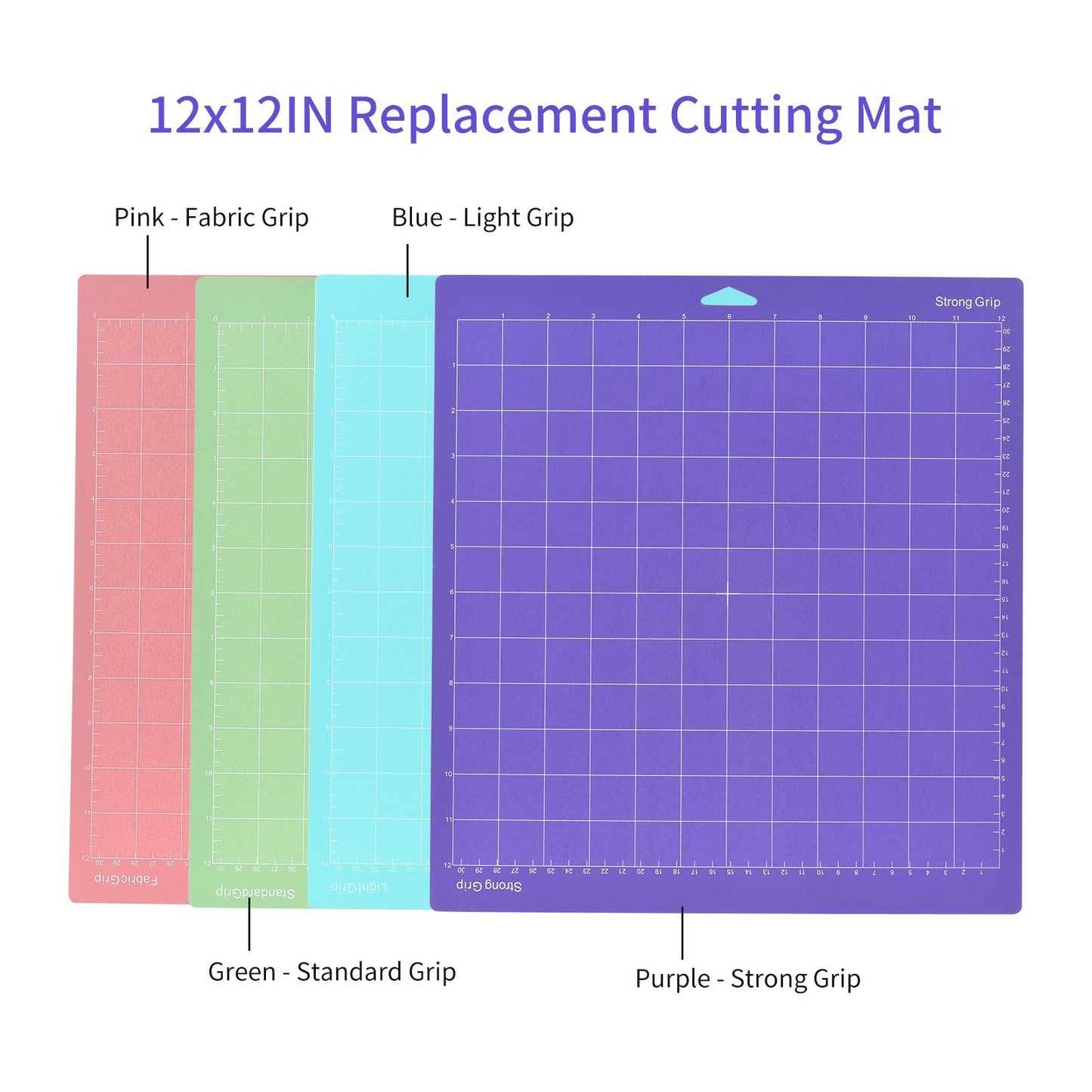 12x12 Adhesive Non-Slip Cutting Mats for Silhouette Cameo & Cricut Explore - 4 Pack Gridded Replacements