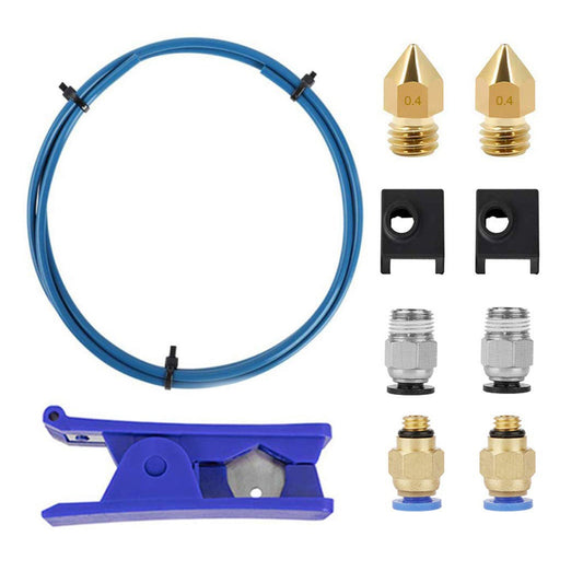 3D Printer Kit for 1.75mm Filament: PTFE Tubing & Cutter, PC4-M6 & PC4-M10 Fittings, Hotend Socks - Compatible with Creality Ender Series & CR-10