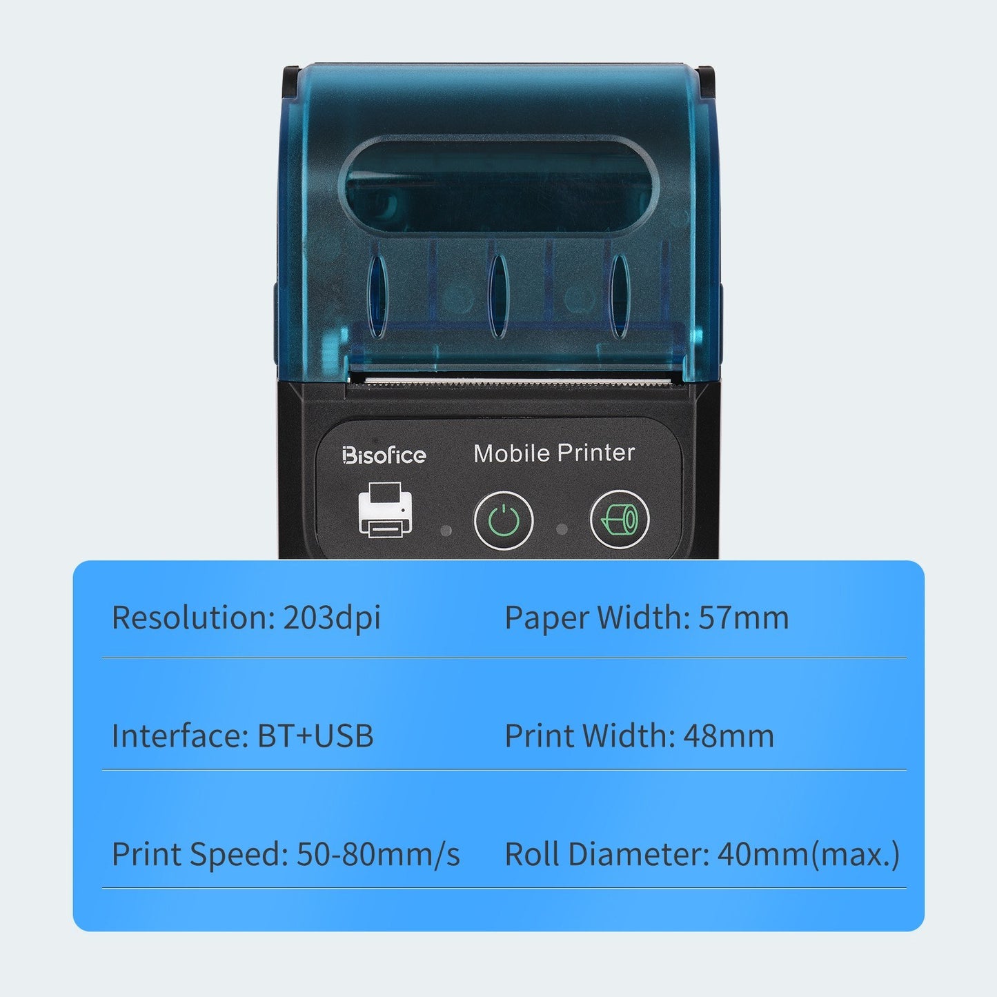 Bisofice 58mm Portable Thermal Receipt Printer + 1 Roll