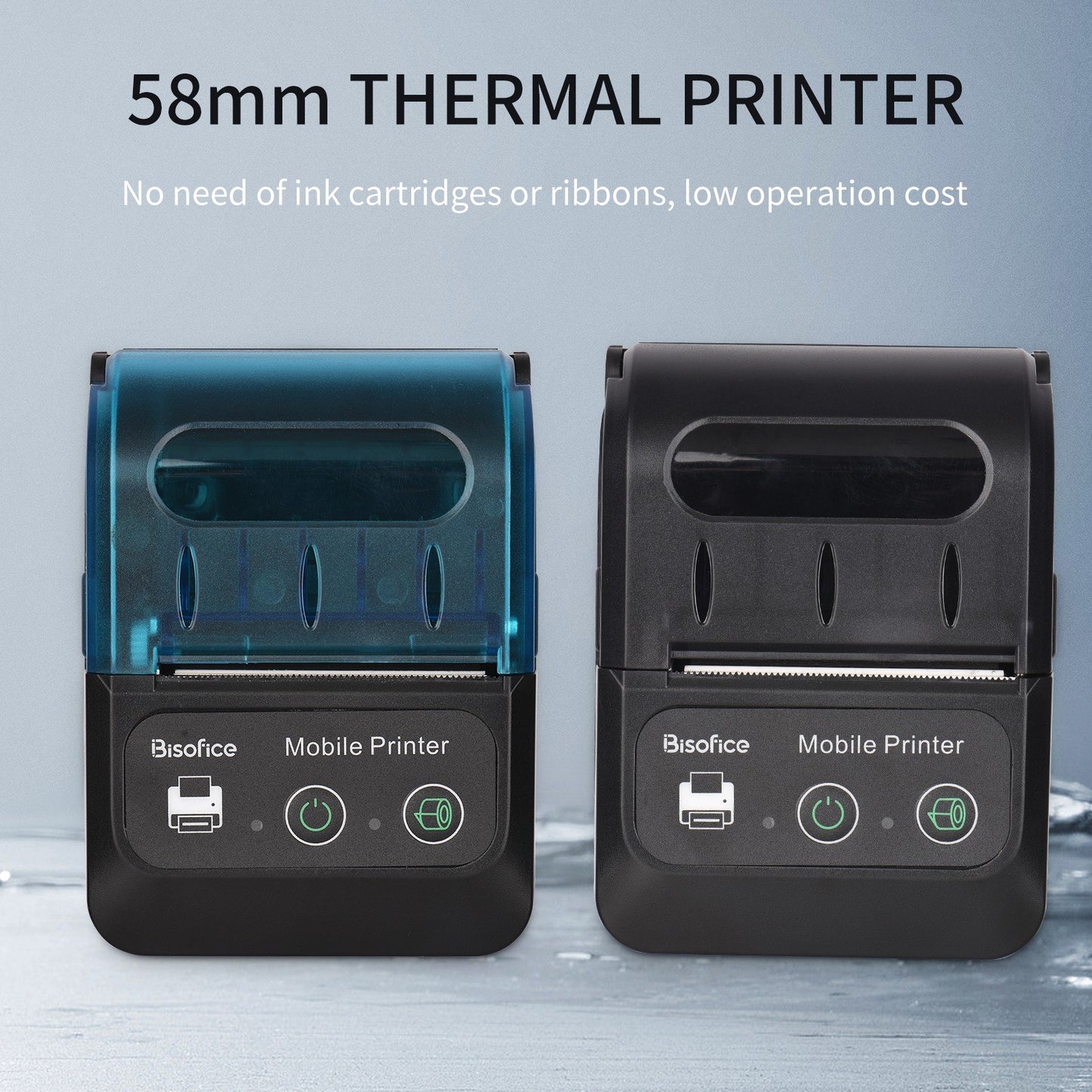 Bisofice 58mm Portable Thermal Receipt Printer + 1 Roll