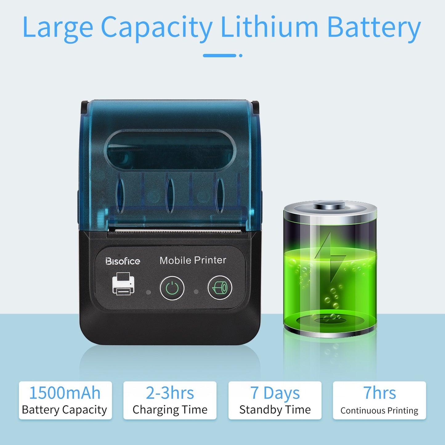 Bisofice 58mm Portable Thermal Receipt Printer + 1 Roll