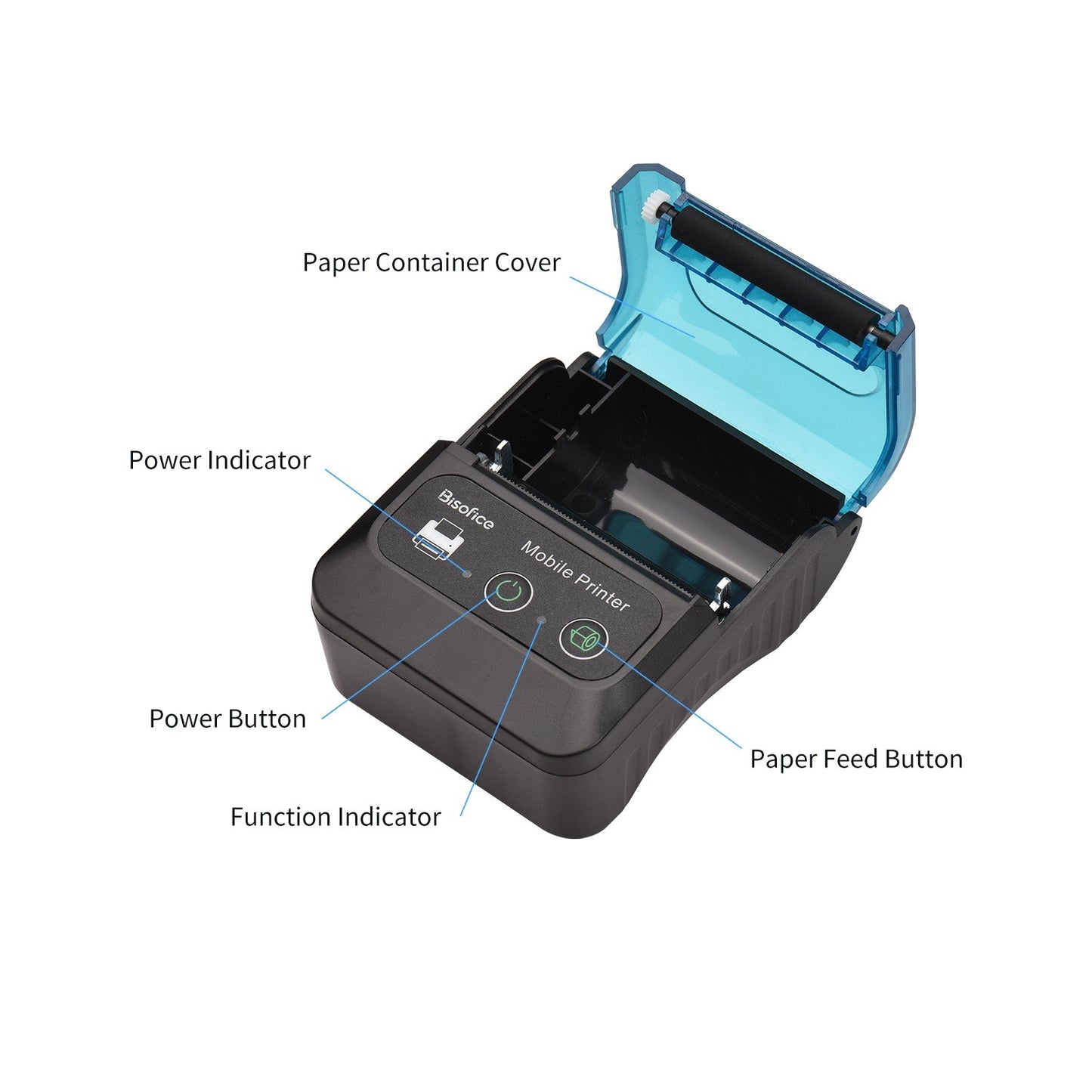 Bisofice 58mm Portable Thermal Receipt Printer + 1 Roll