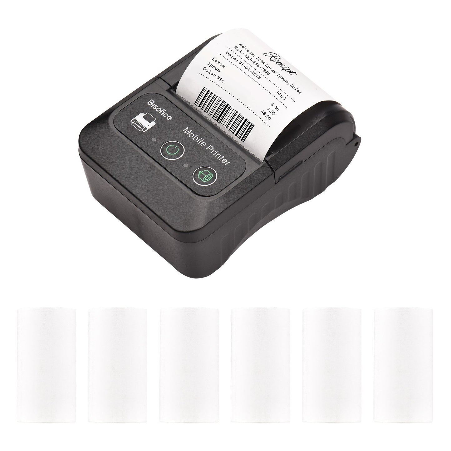 Bisofice 58mm Portable Thermal Receipt Printer + 1 Roll