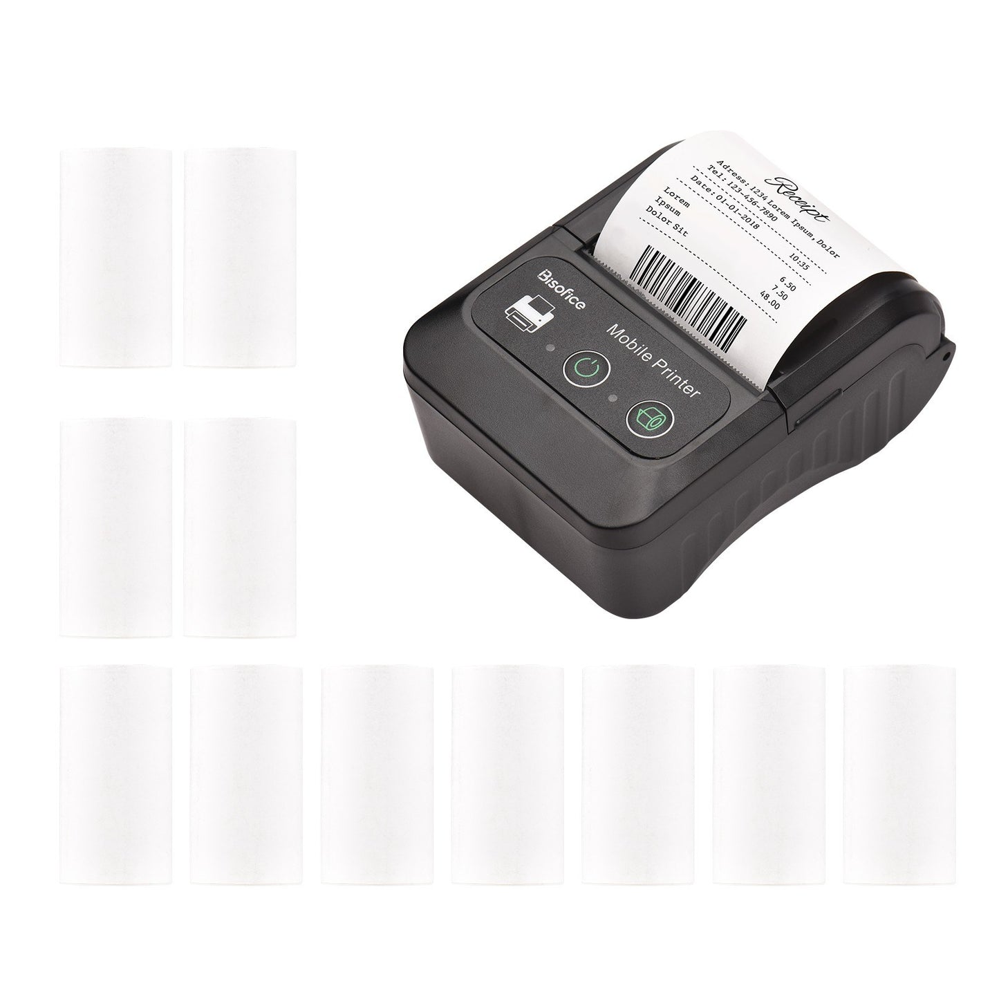 Bisofice 58mm Portable Thermal Receipt Printer + 1 Roll