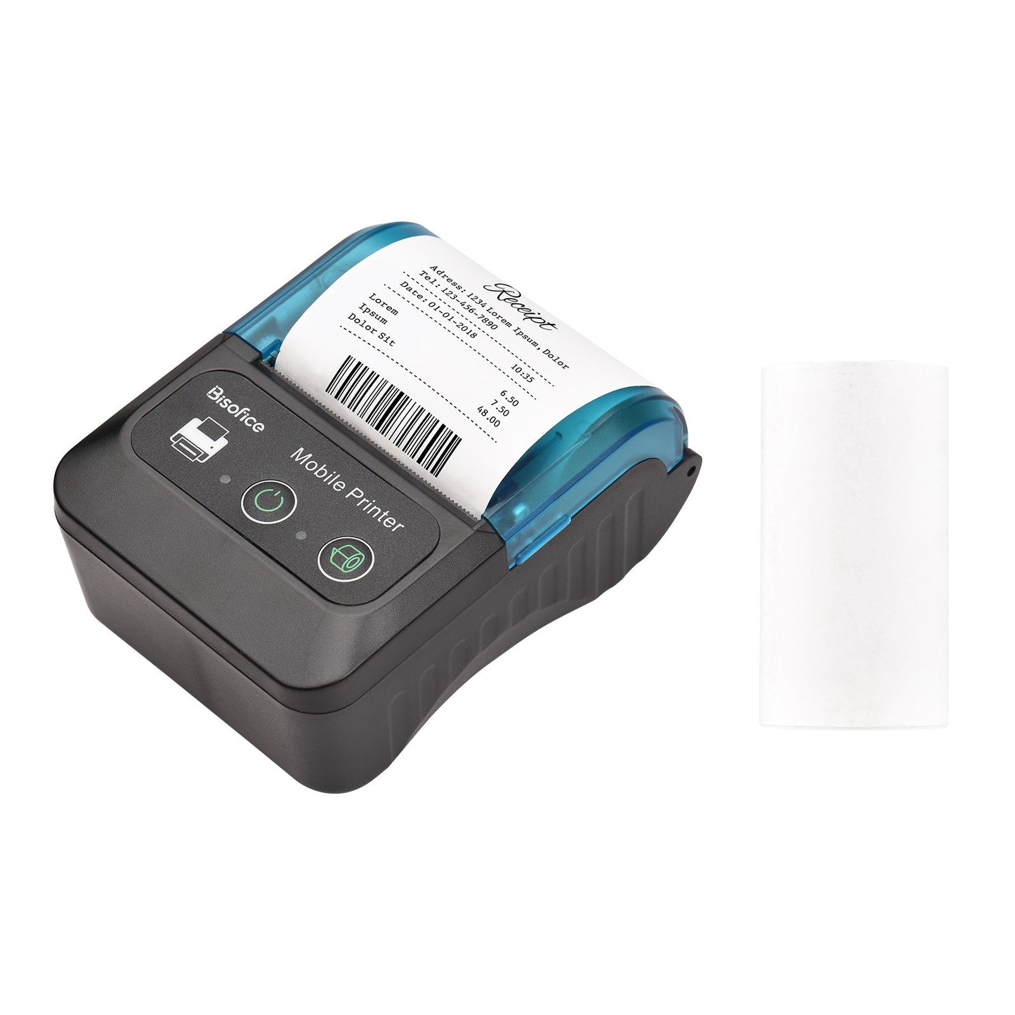 Bisofice 58mm Portable Thermal Receipt Printer + 1 Roll