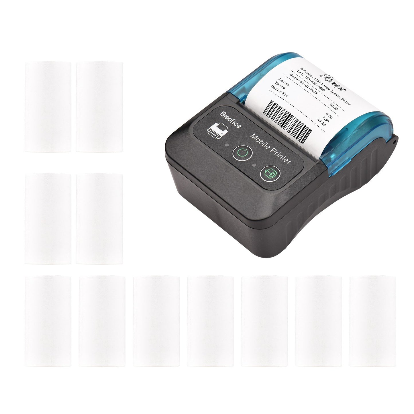 Bisofice 58mm Portable Thermal Receipt Printer + 1 Roll