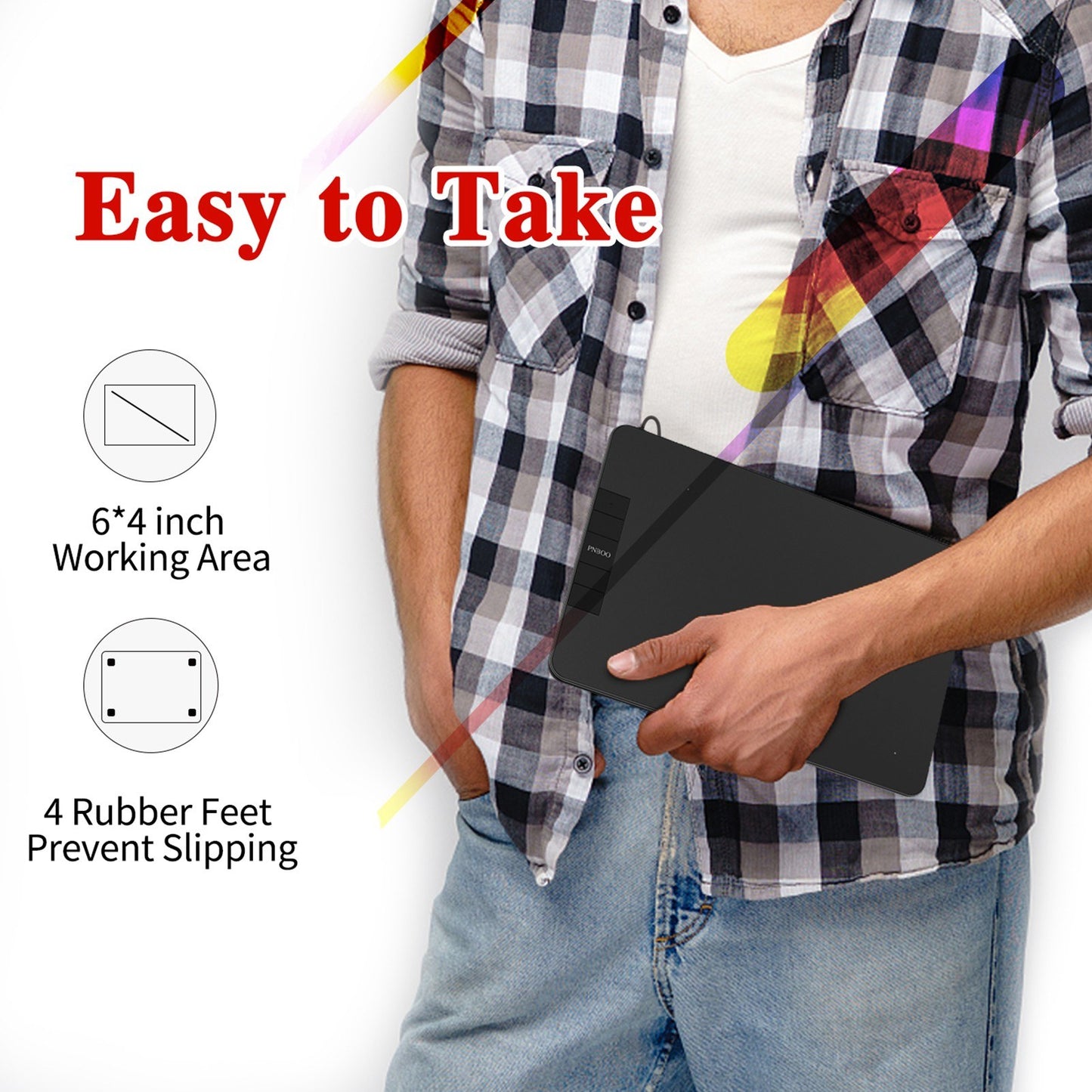 PNBOO PN640 6x4 Inch Drawing Tablet with Battery-Free Stylus