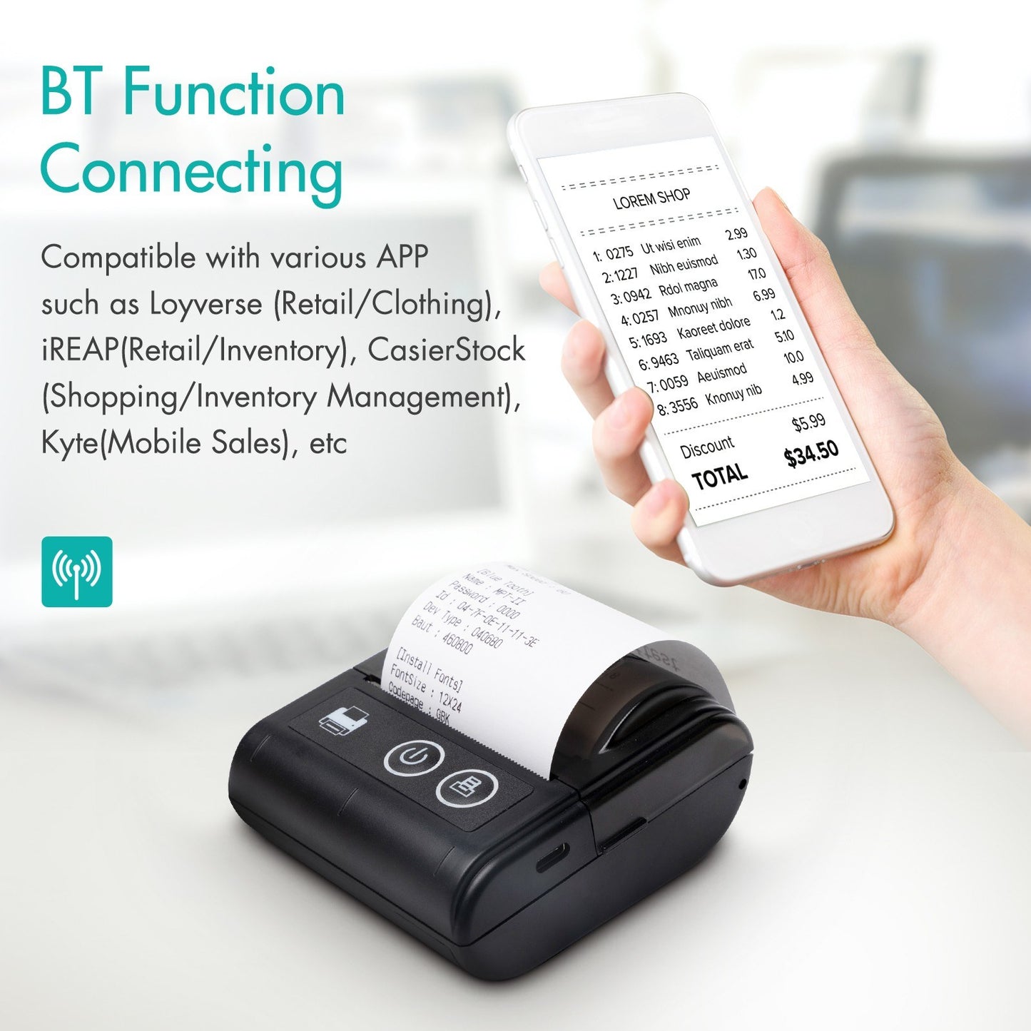 Compact Wireless Thermal Receipt Printer