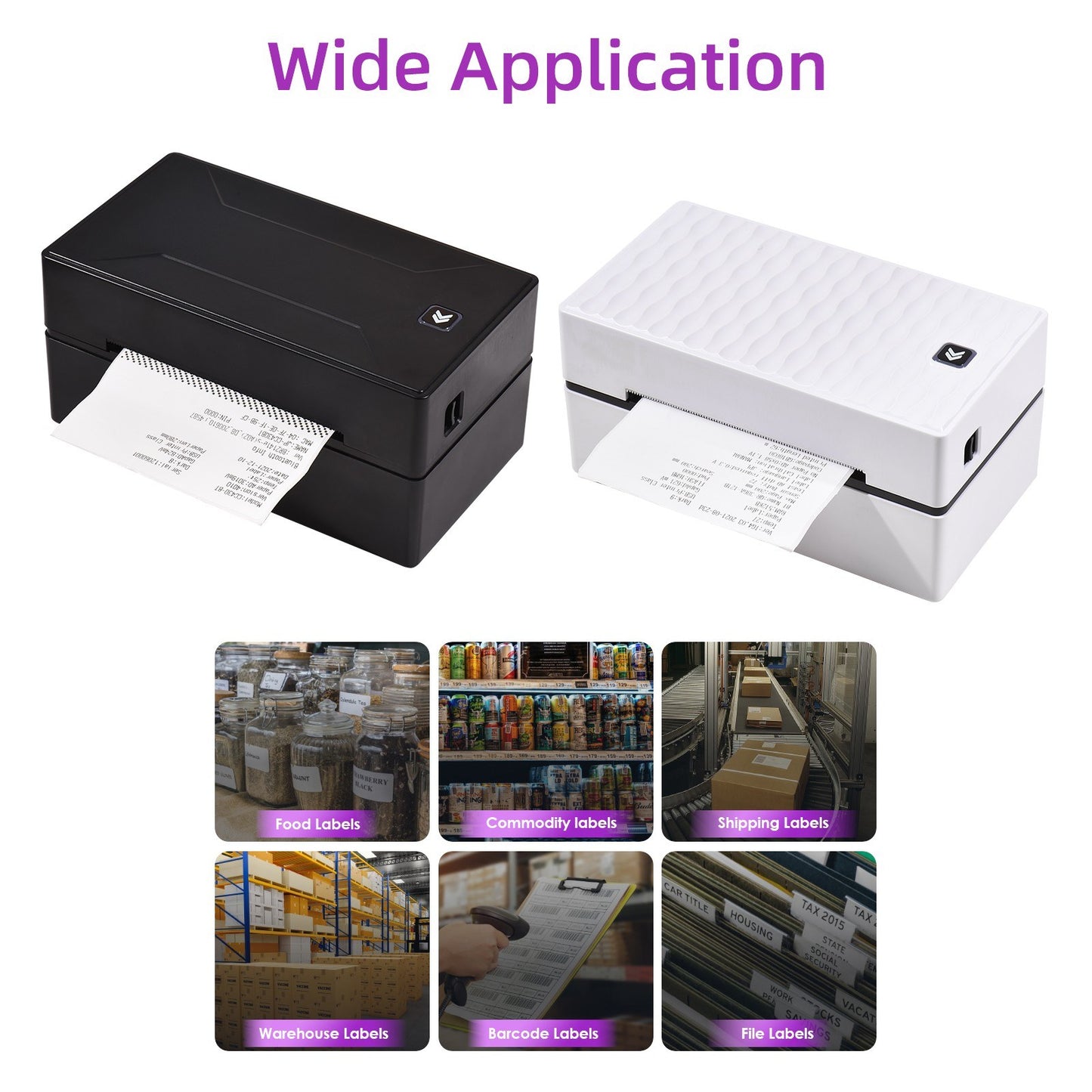 Wireless 4x6 Thermal Label Printer for High-Speed Shipping Labels - USB/BT Connection