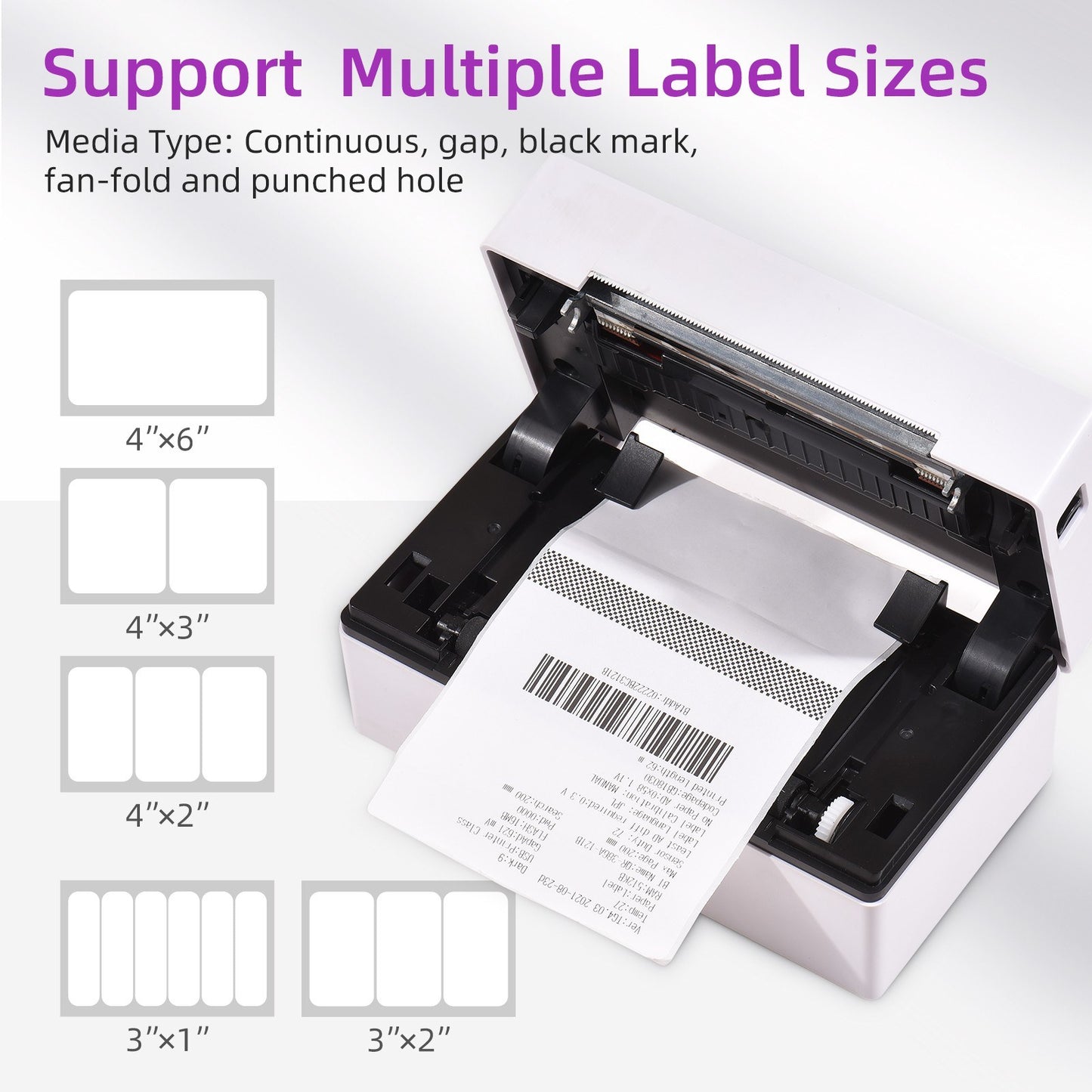 Wireless 4x6 Thermal Label Printer for High-Speed Shipping Labels - USB/BT Connection