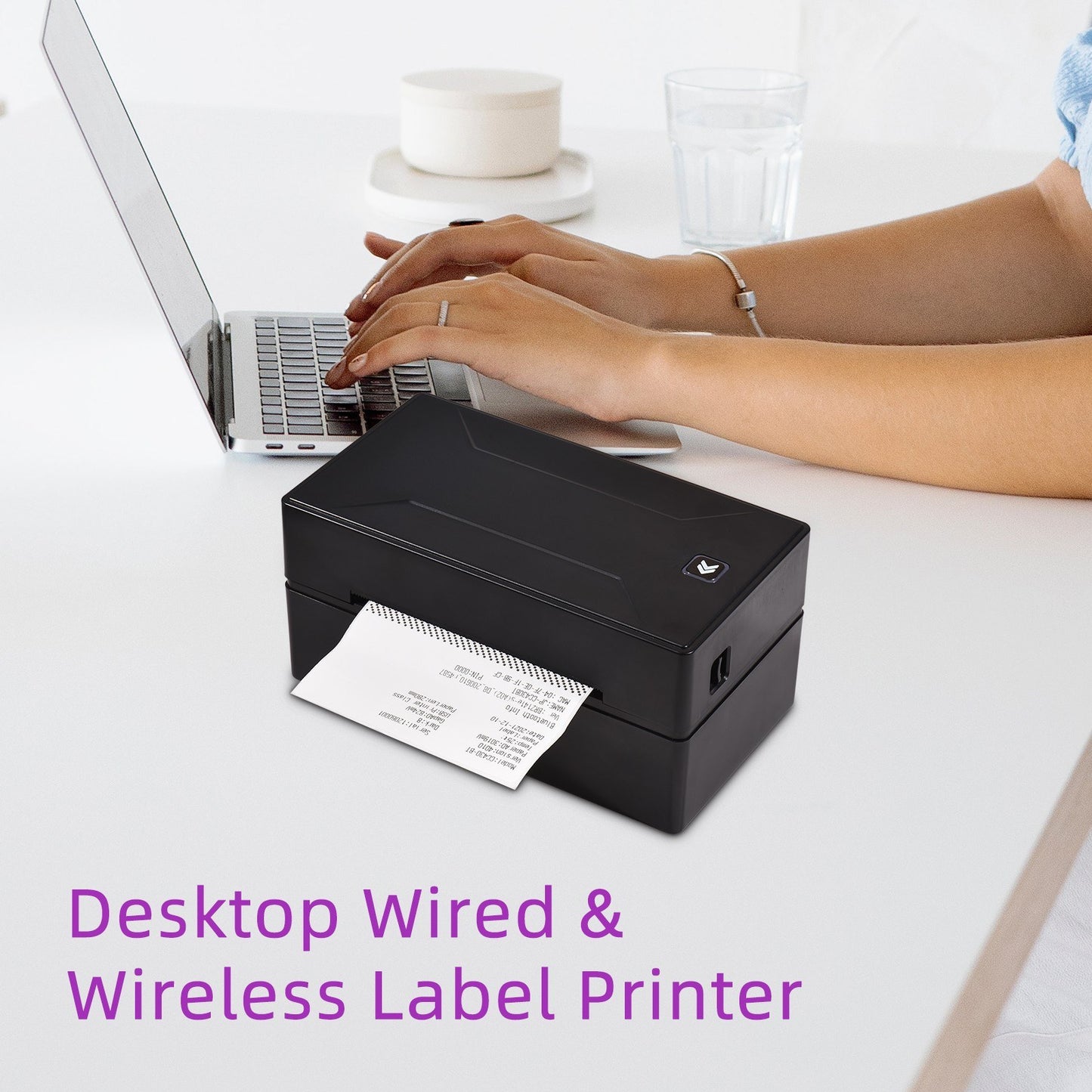 Wireless 4x6 Thermal Label Printer for High-Speed Shipping Labels - USB/BT Connection