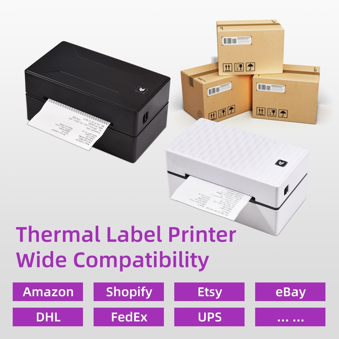 Wireless 4x6 Thermal Label Printer for High-Speed Shipping Labels - USB/BT Connection