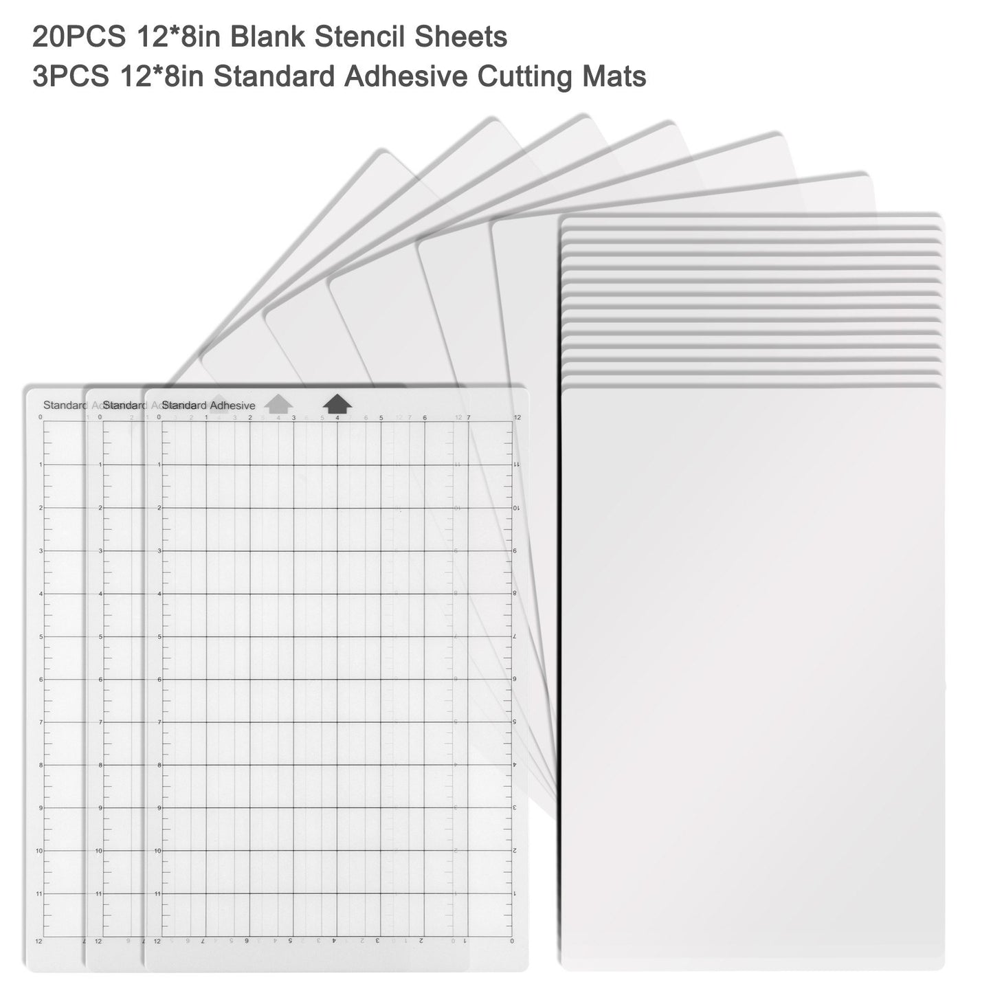 20 PCS 12x12in Blank Stencil Sheets + 3 Non-Slip Gridded Replacement Cutting Mats