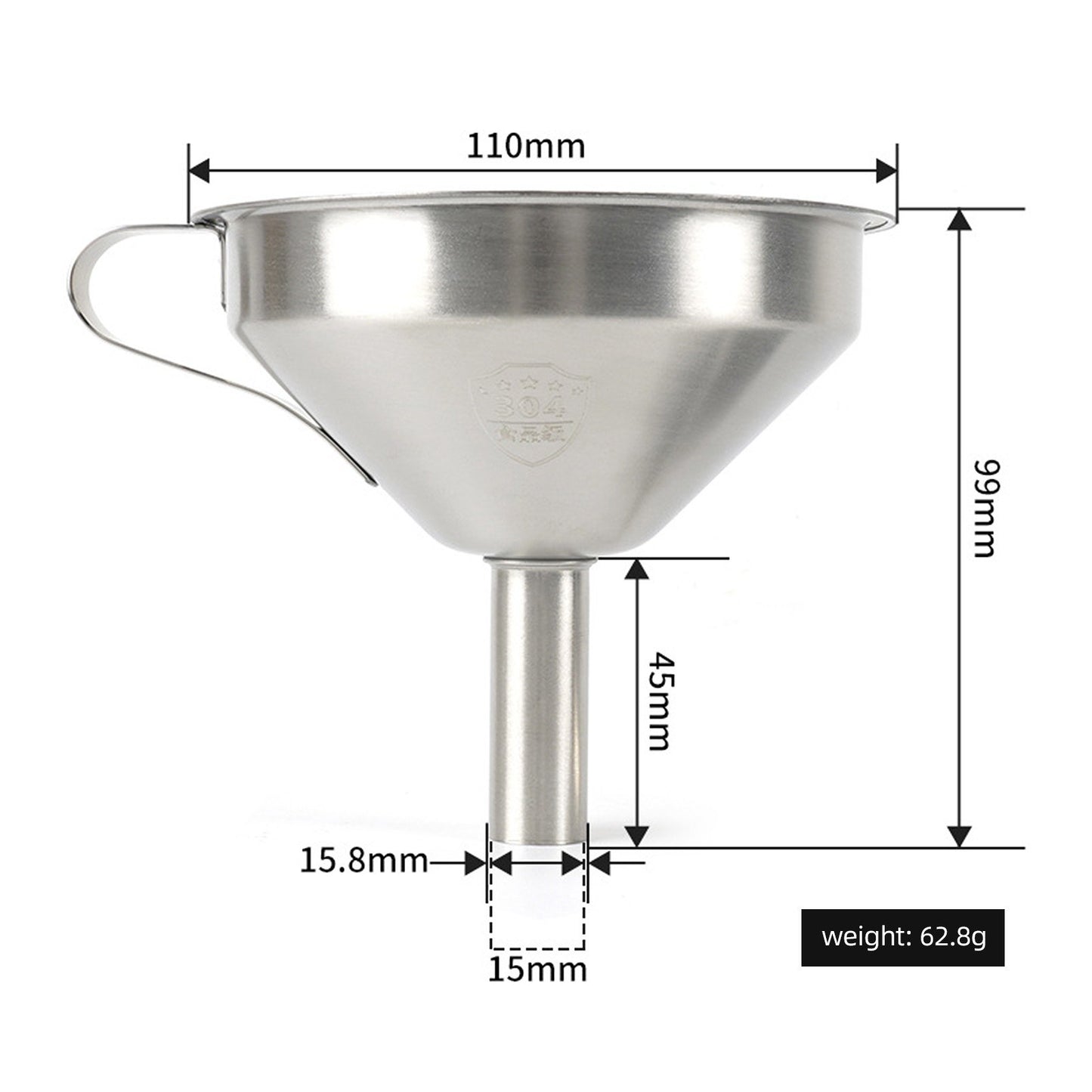 Durable 304 Stainless Steel 3D Printer Resin Filter Funnel with Removable Net & Cleaning Brush