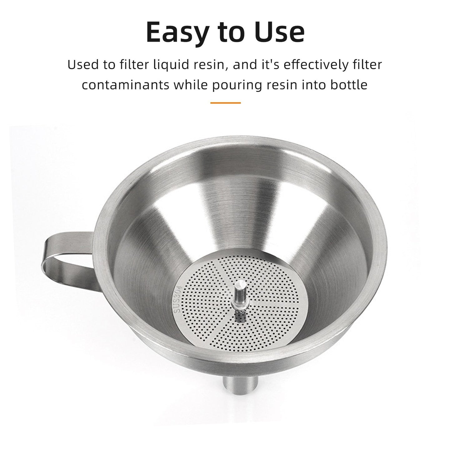 Durable 304 Stainless Steel 3D Printer Resin Filter Funnel with Removable Net & Cleaning Brush