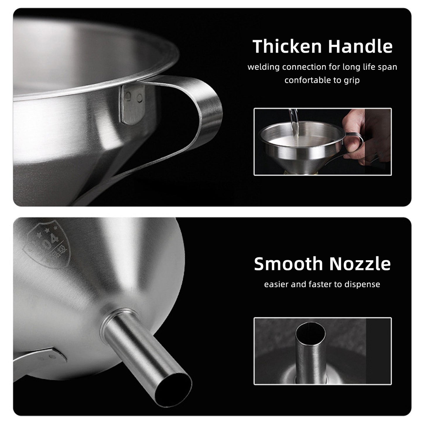 Durable 304 Stainless Steel 3D Printer Resin Filter Funnel with Removable Net & Cleaning Brush